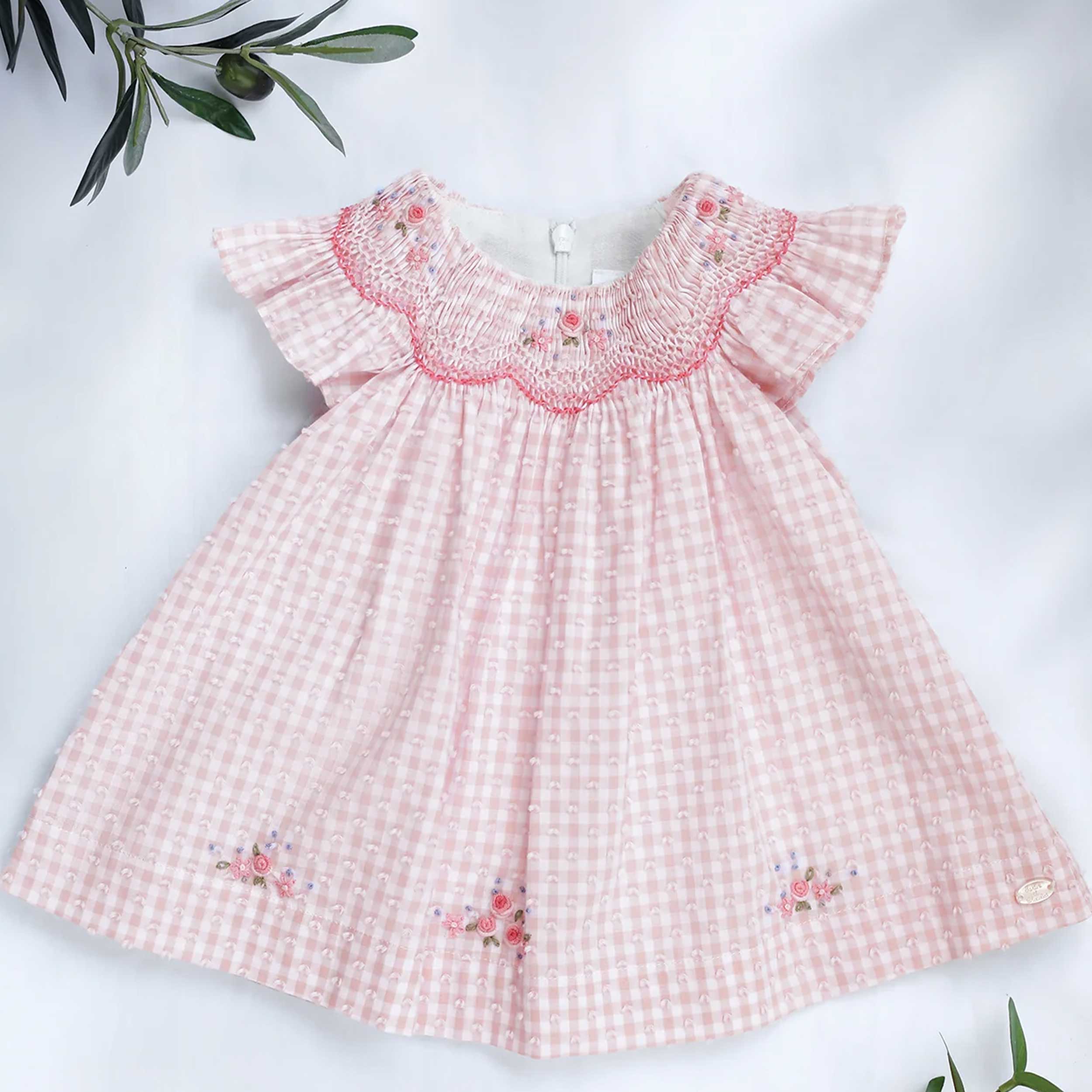 Abito Salmone con Punto Smock Firmato TARTINE ET CHOCOLAT