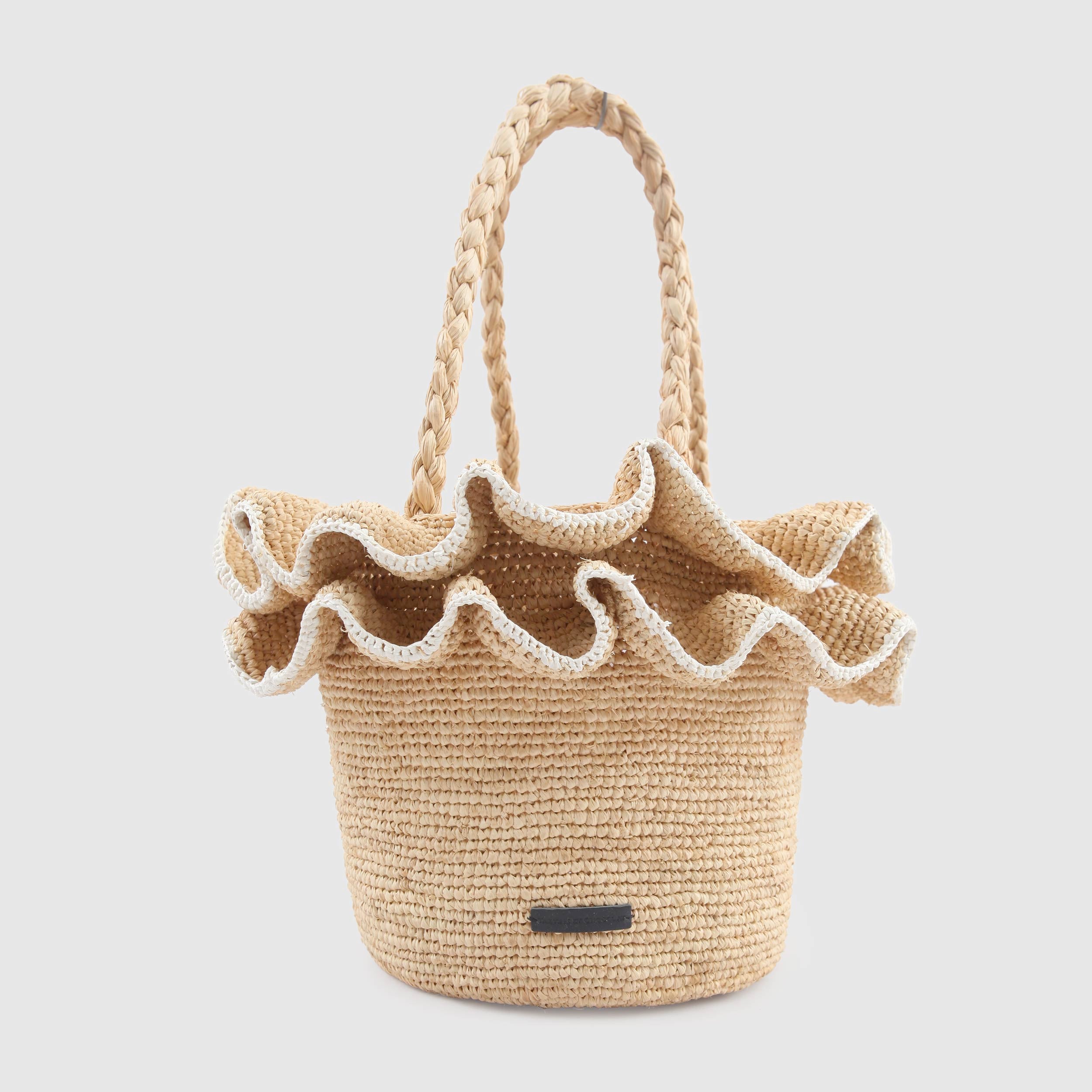 Borsa in Rafia Beige Firmata TARTINE ET CHOCOLAT