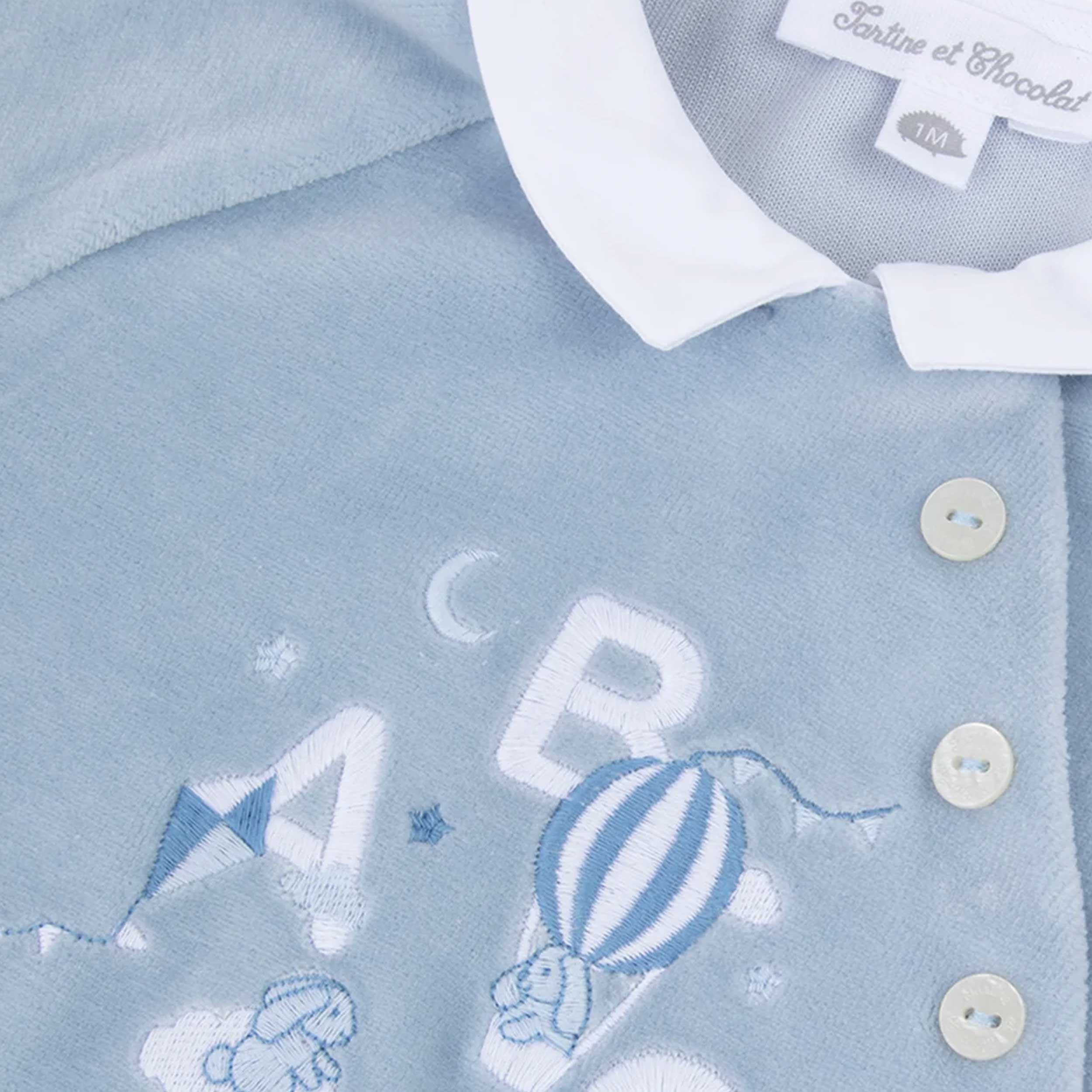 Tutina Celeste con Ricamo Firmata TARTINE ET CHOCOLAT