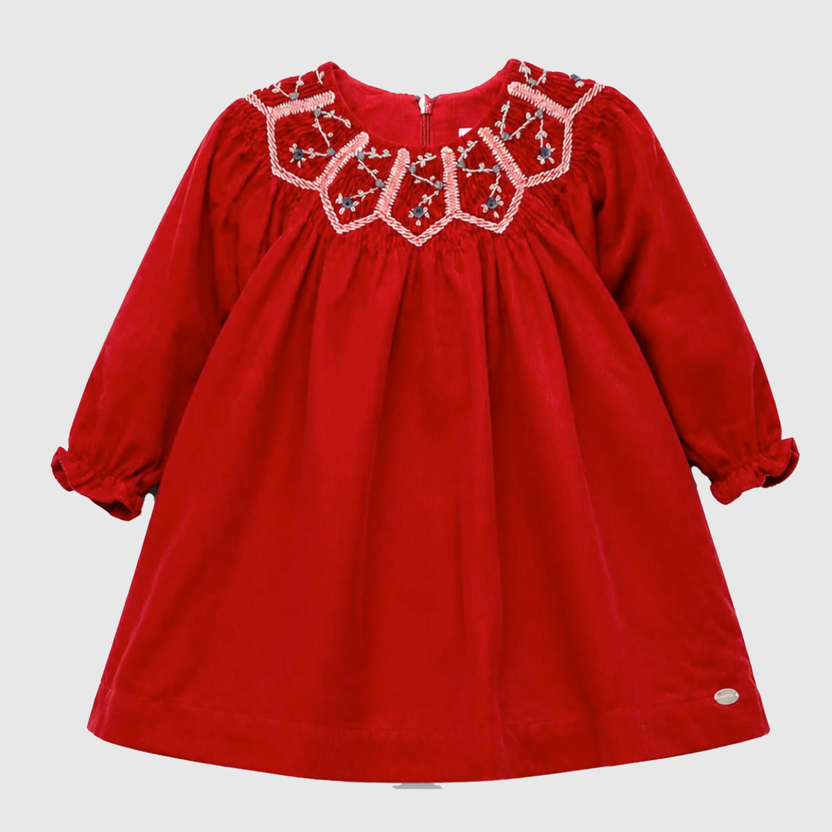 Red Dress with Embroidery on the Collar for Newborn TARTINE ET CHOCOLAT