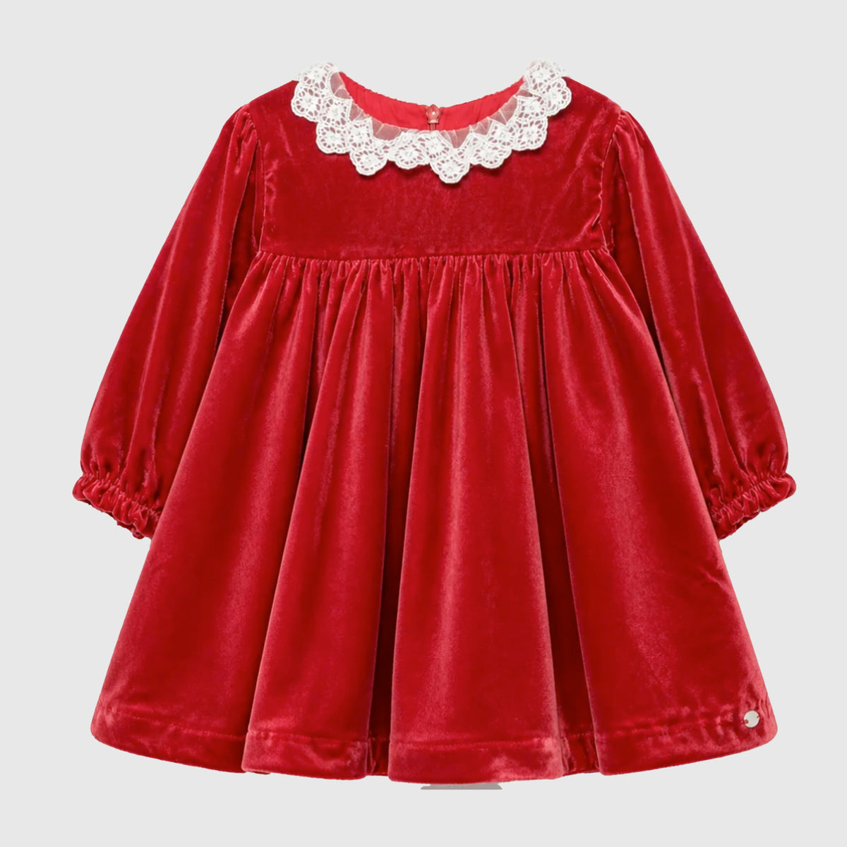 TARTINE ET CHOCOLAT Red Velvet Lace Baby Dress