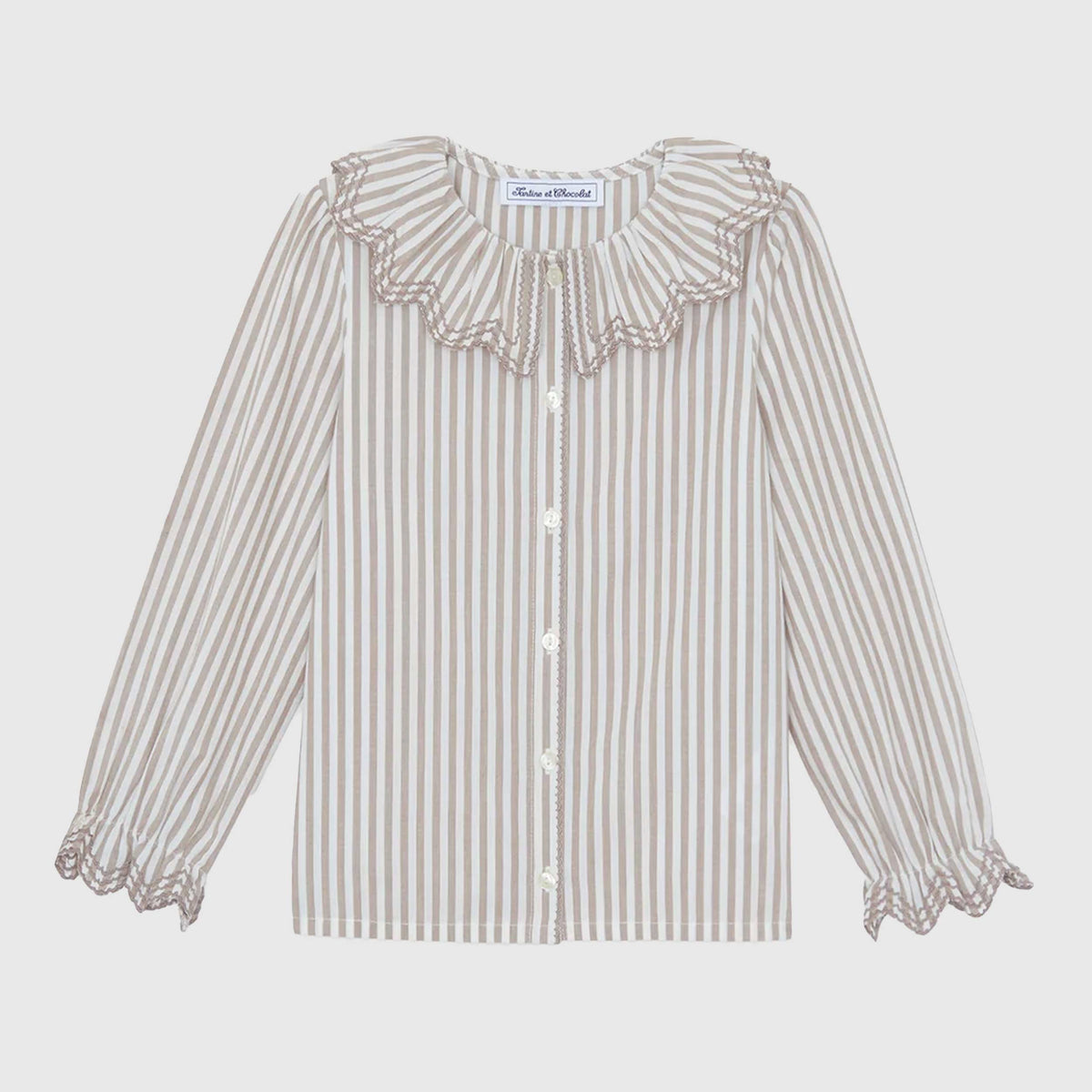 Camicetta Beige a Righe con Volant per Bambine TARTINE ET CHOCOLAT