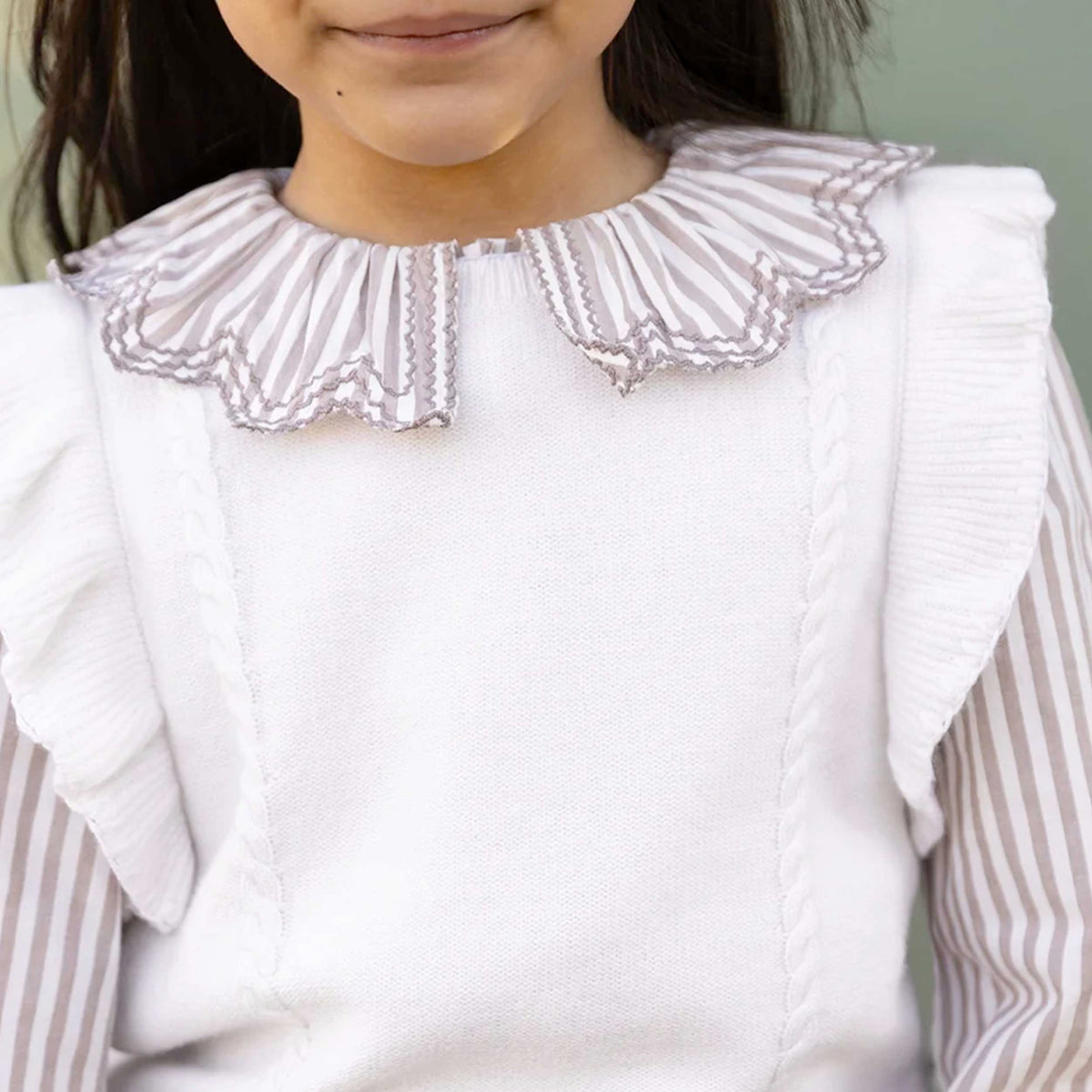 Camicetta Beige a Righe con Volant per Bambine TARTINE ET CHOCOLAT