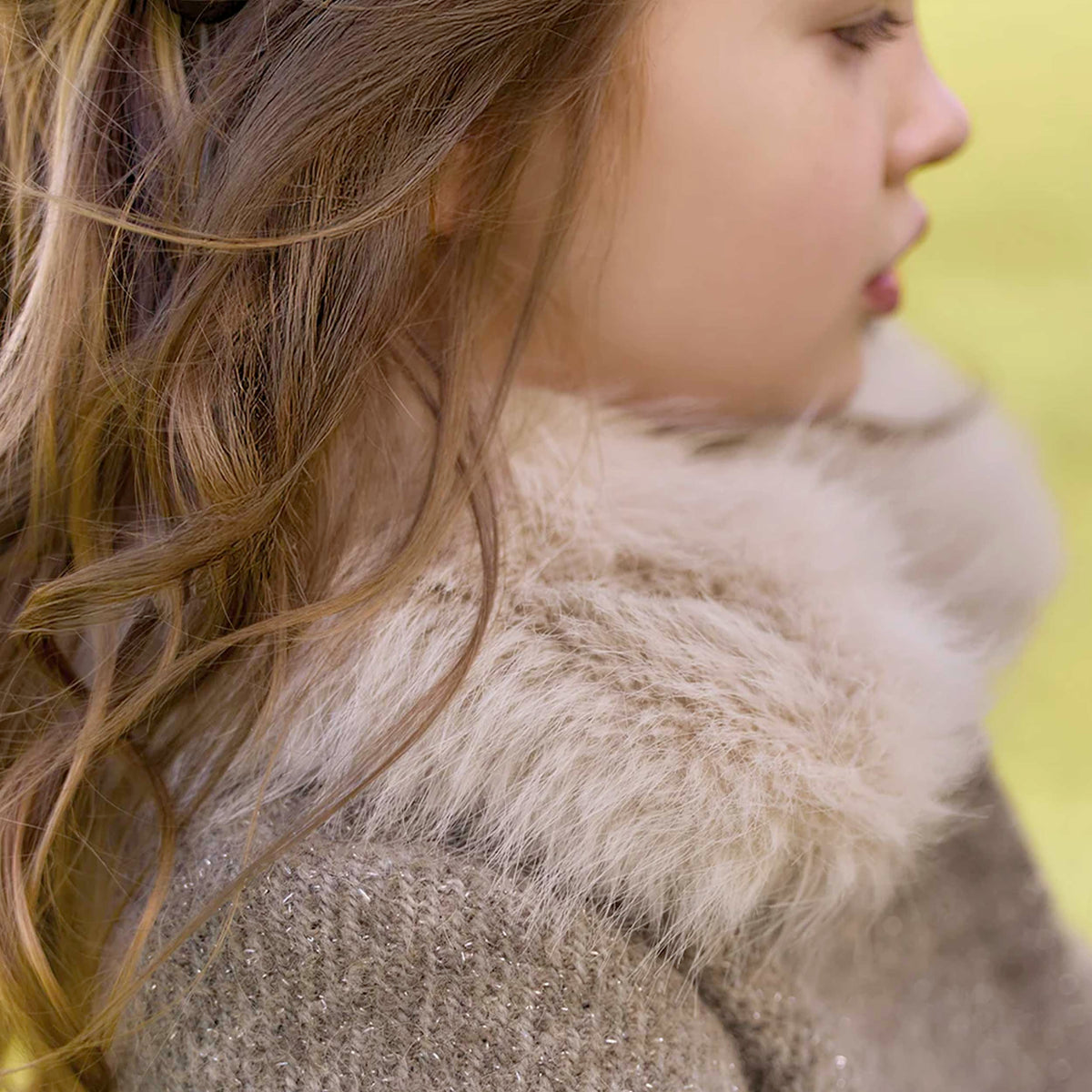 Cappotto Grigio in Tweed con Pelliccia per Bambine TARTINE ET CHOCOLAT