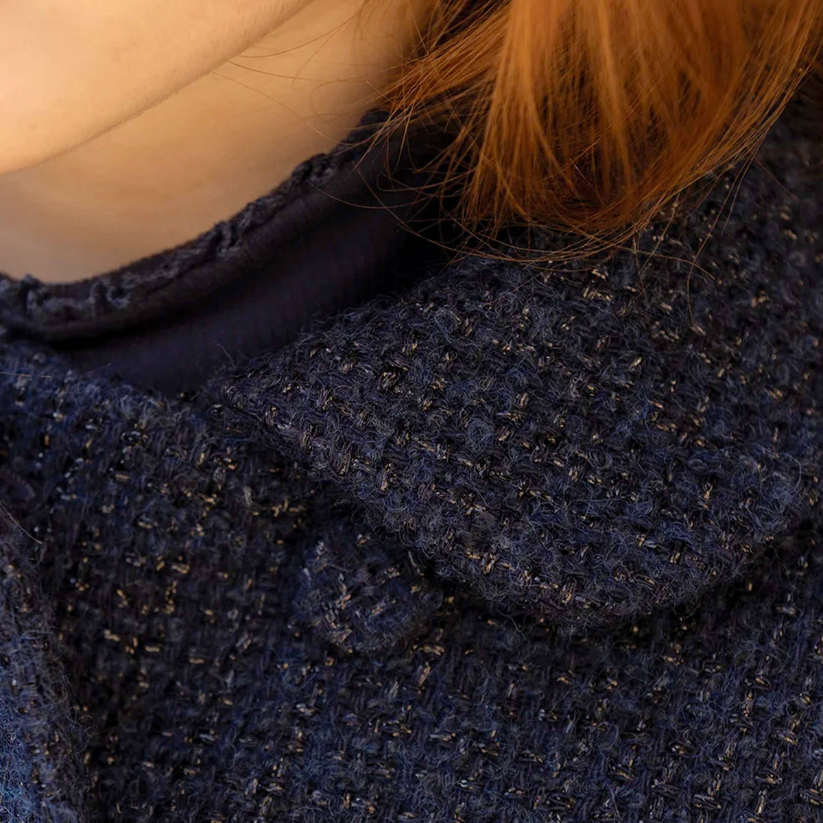 Cappotto Blu Navy in Tweed per Bambine TARTINE ET CHOCOLAT