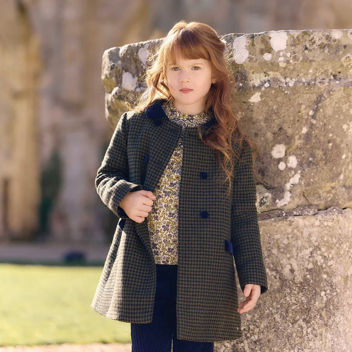 Olivia Motivo Pied de Poule Coat for Girls TARTINE ET CHOCOLAT