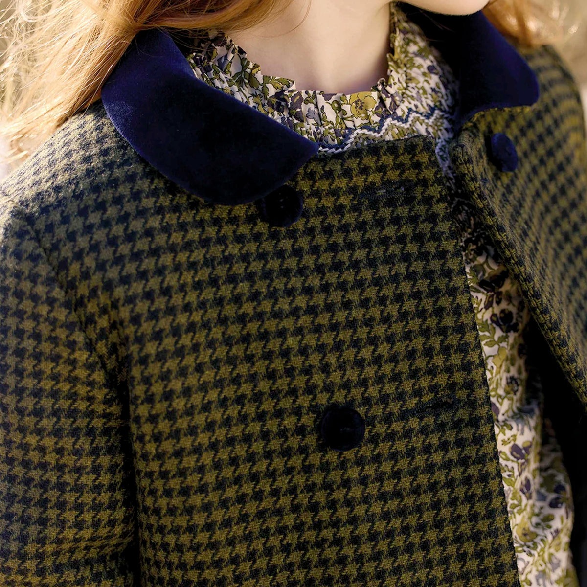 Olivia Motivo Pied de Poule Coat for Girls TARTINE ET CHOCOLAT