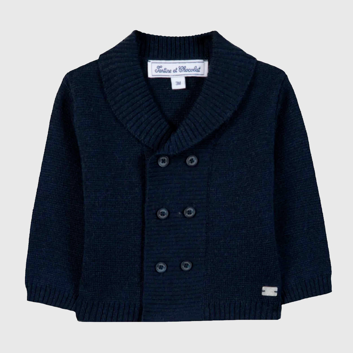 Navy Blue Wool Baby Cardigan TARTINE ET CHOCOLAT
