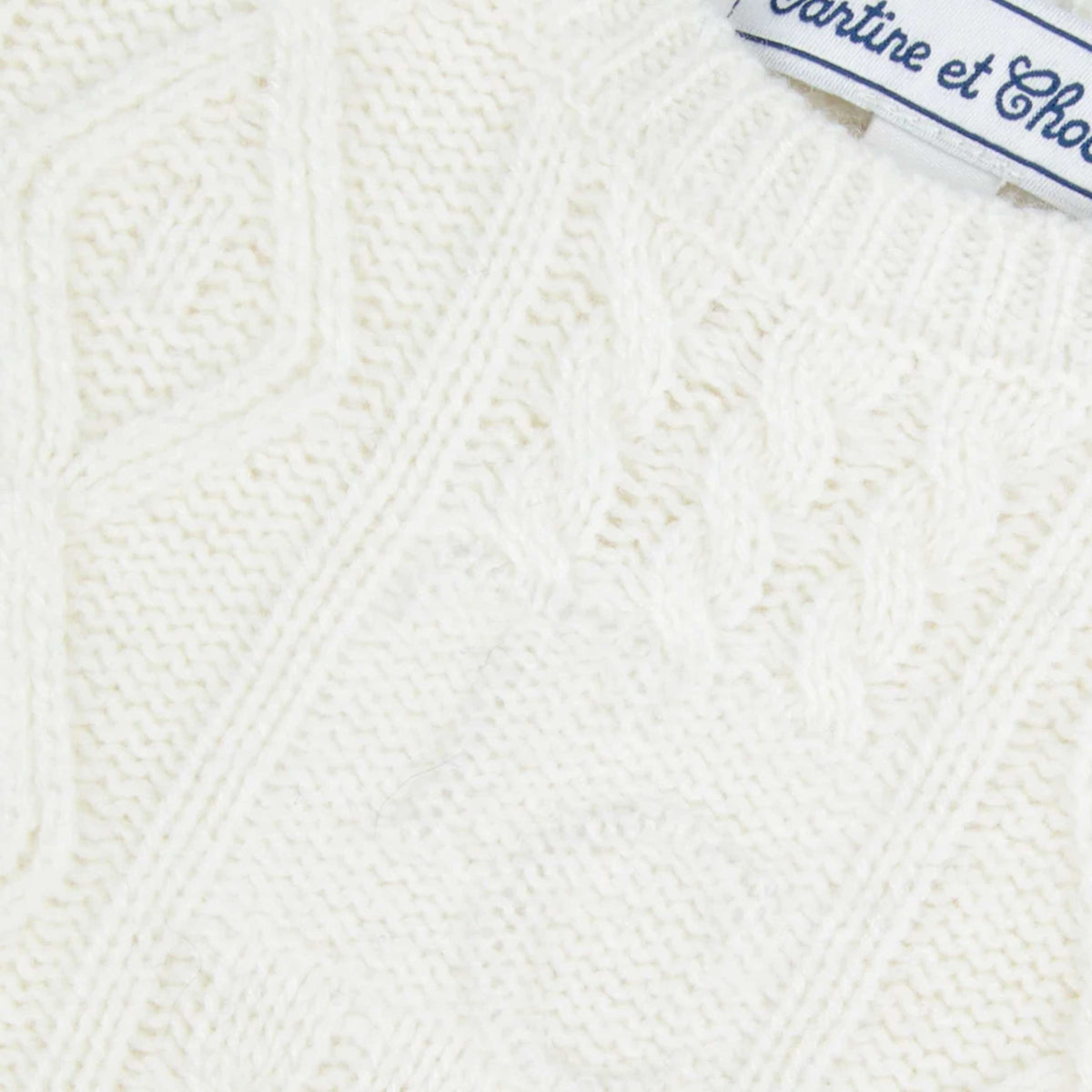 TARTINE ET CHOCOLAT White Wool Braided Sweater for Newborns