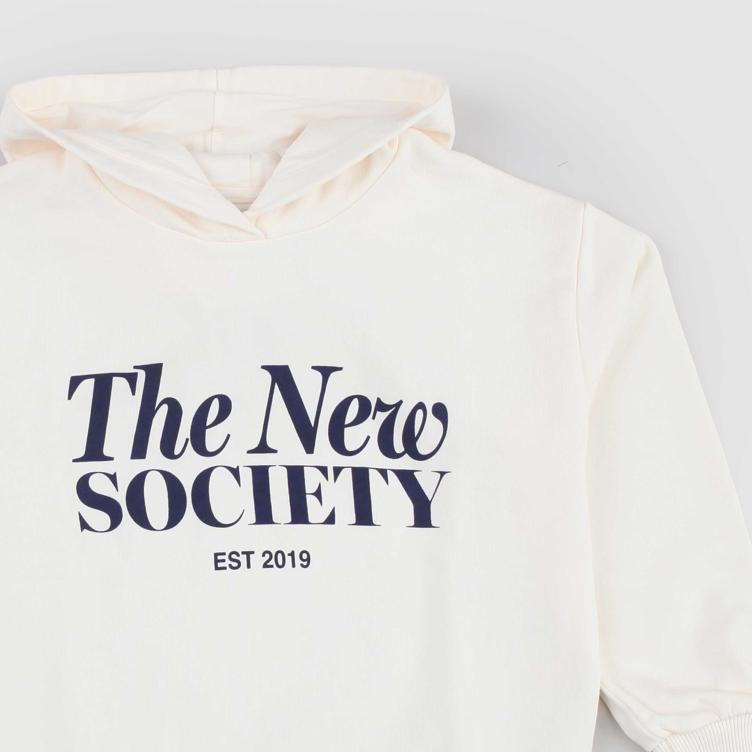 Beige Sweatshirt with Blue Print by THE NEW SOCIETY