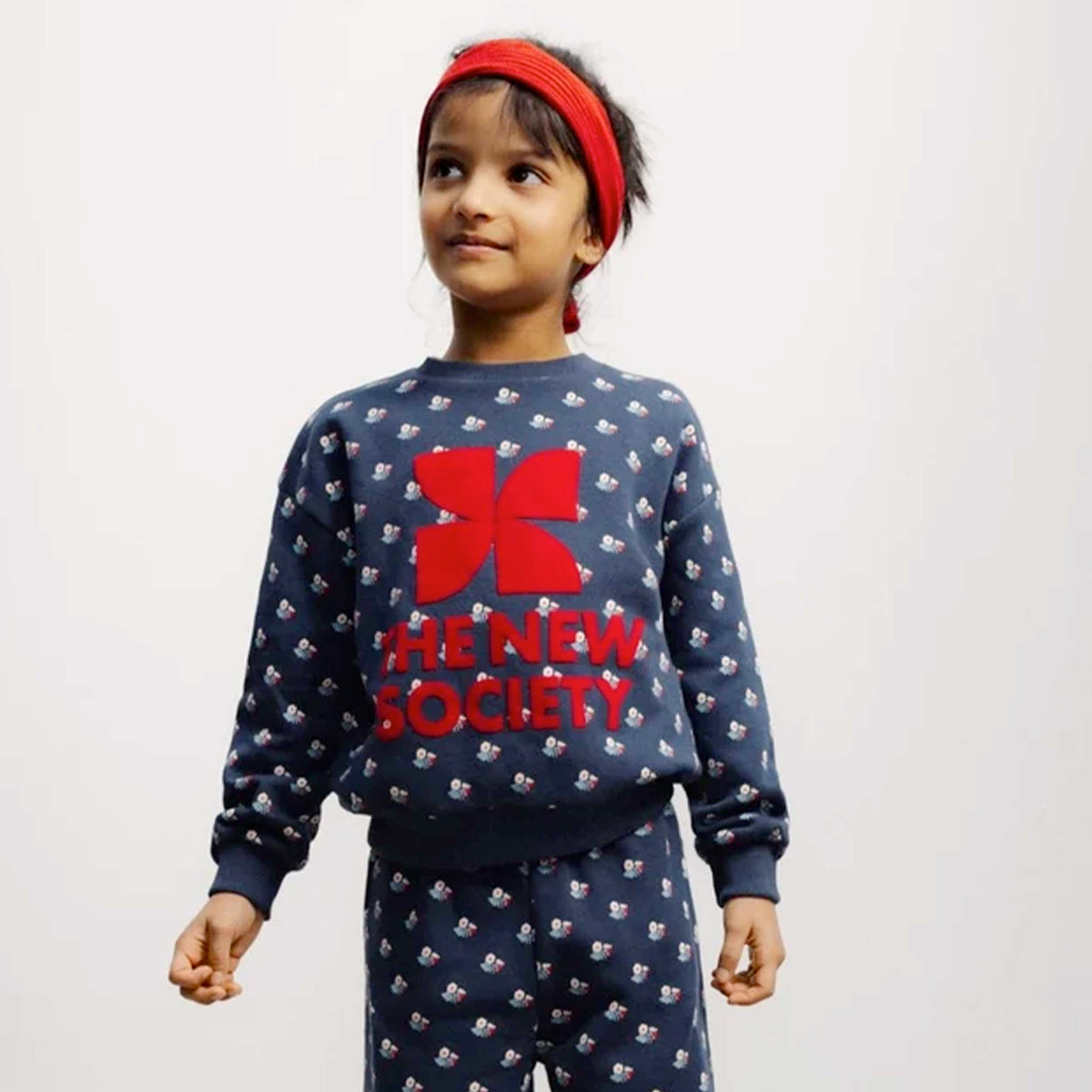 Blue Floral Print Sweatshirt for Girls by THE NEW SOCIETY