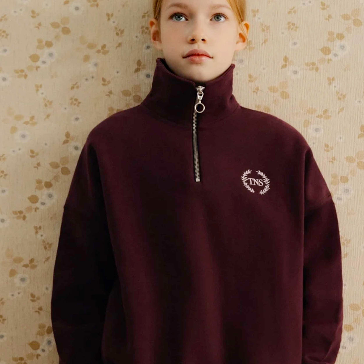 Felpa Bordeaux con Mezza Zip per Ragazza by THE NEW SOCIETY