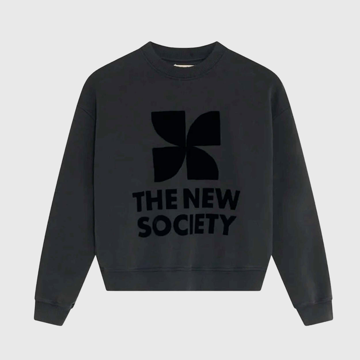 Felpa Nera con Stampa in Velluto per Ragazza by THE NEW SOCIETY
