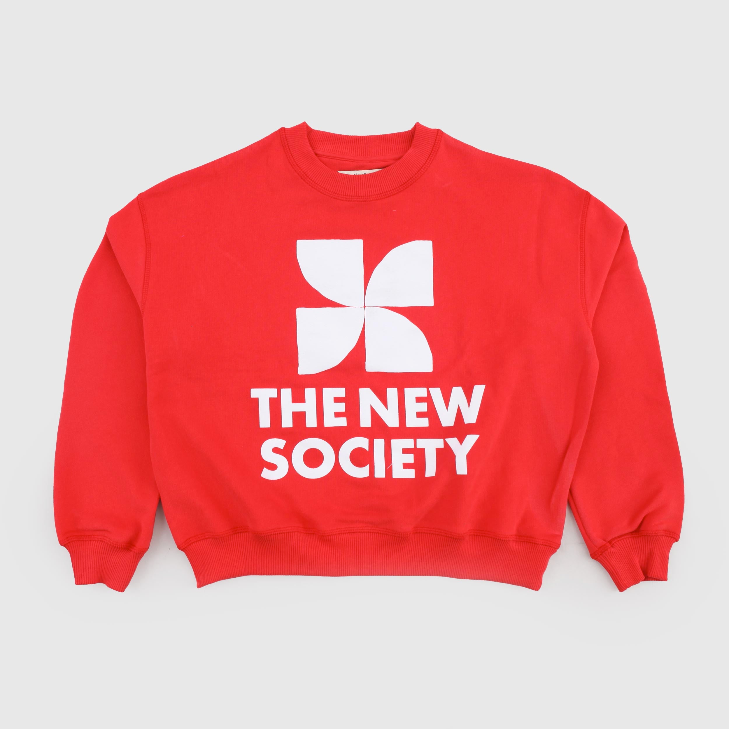 Felpa Rossa con Stampa Bianca Frontale Firmata THE NEW SOCIETY