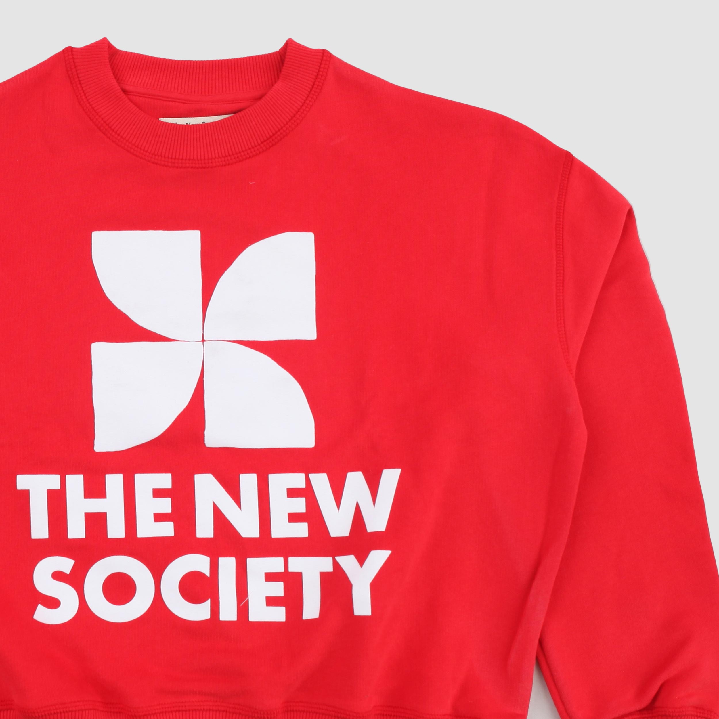 Felpa Rossa con Stampa Bianca Frontale Firmata THE NEW SOCIETY