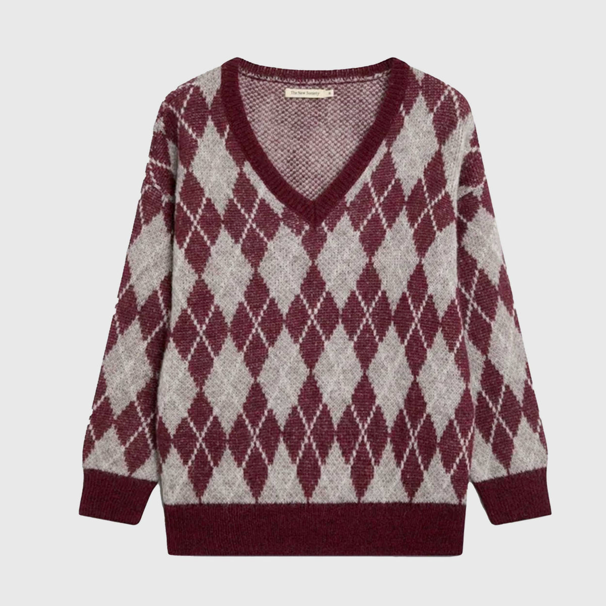 Pullover a V Bordeaux e Grigio per Ragazza by THE NEW SOCIETY