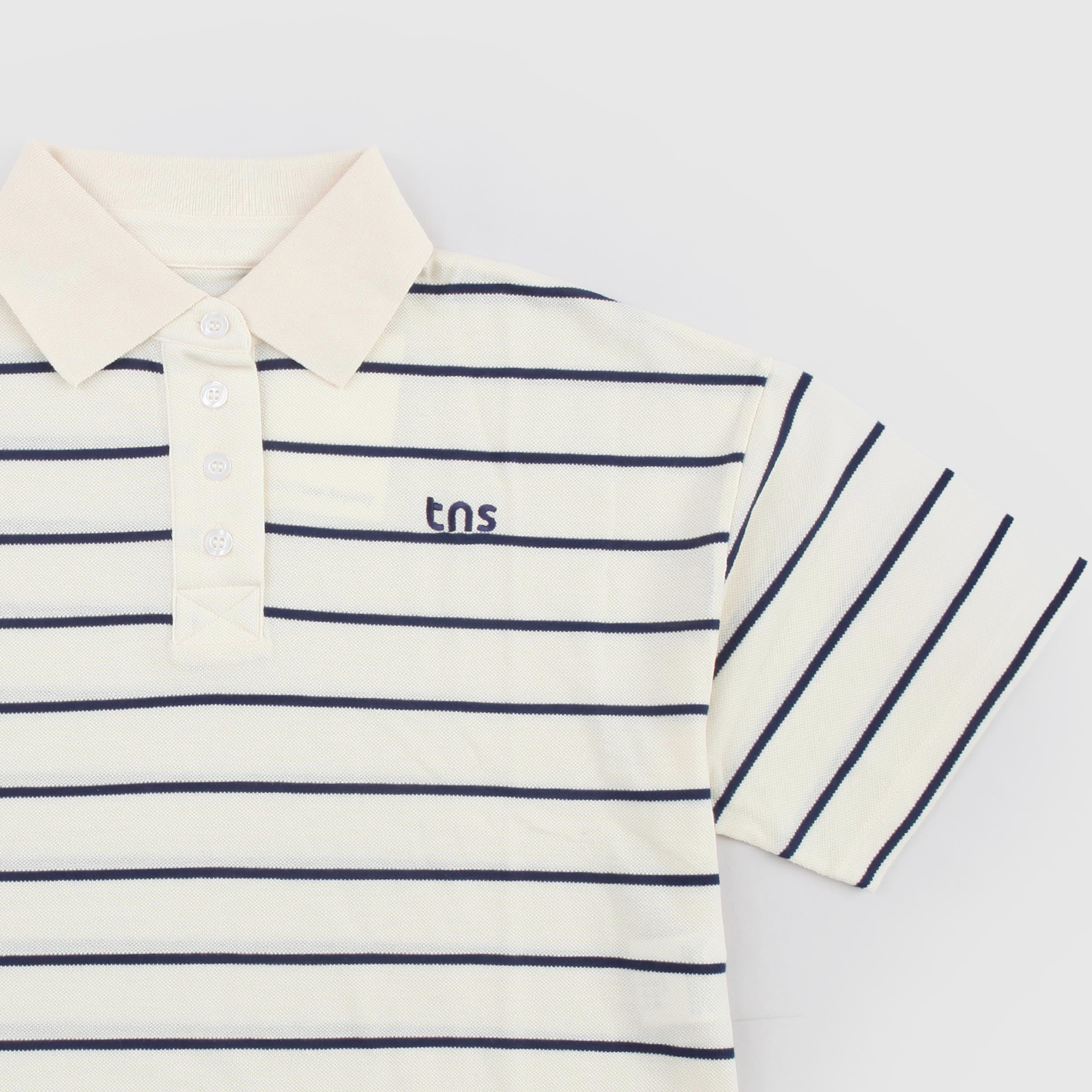 Polo a Righe Beige e Blu con Logo Firmata THE NEW SOCIETY