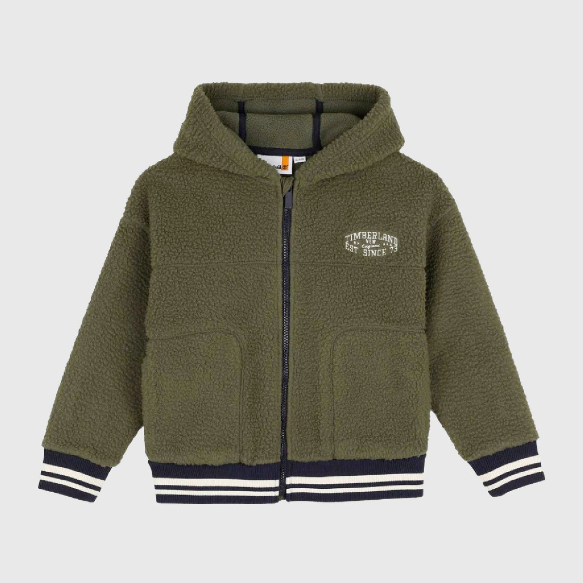 Olive Green Sweatshirt in Teddy for Boys by TIMBERLAND