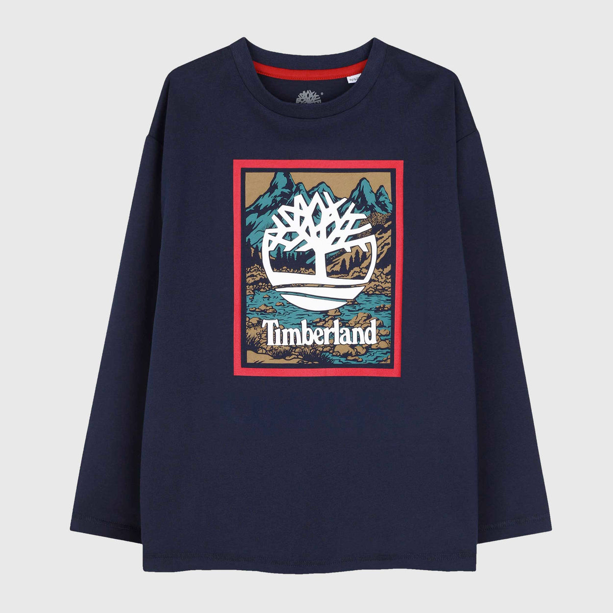 T-shirt Blu Maniche Lunghe con Logo per Bambini TIMBERLAND