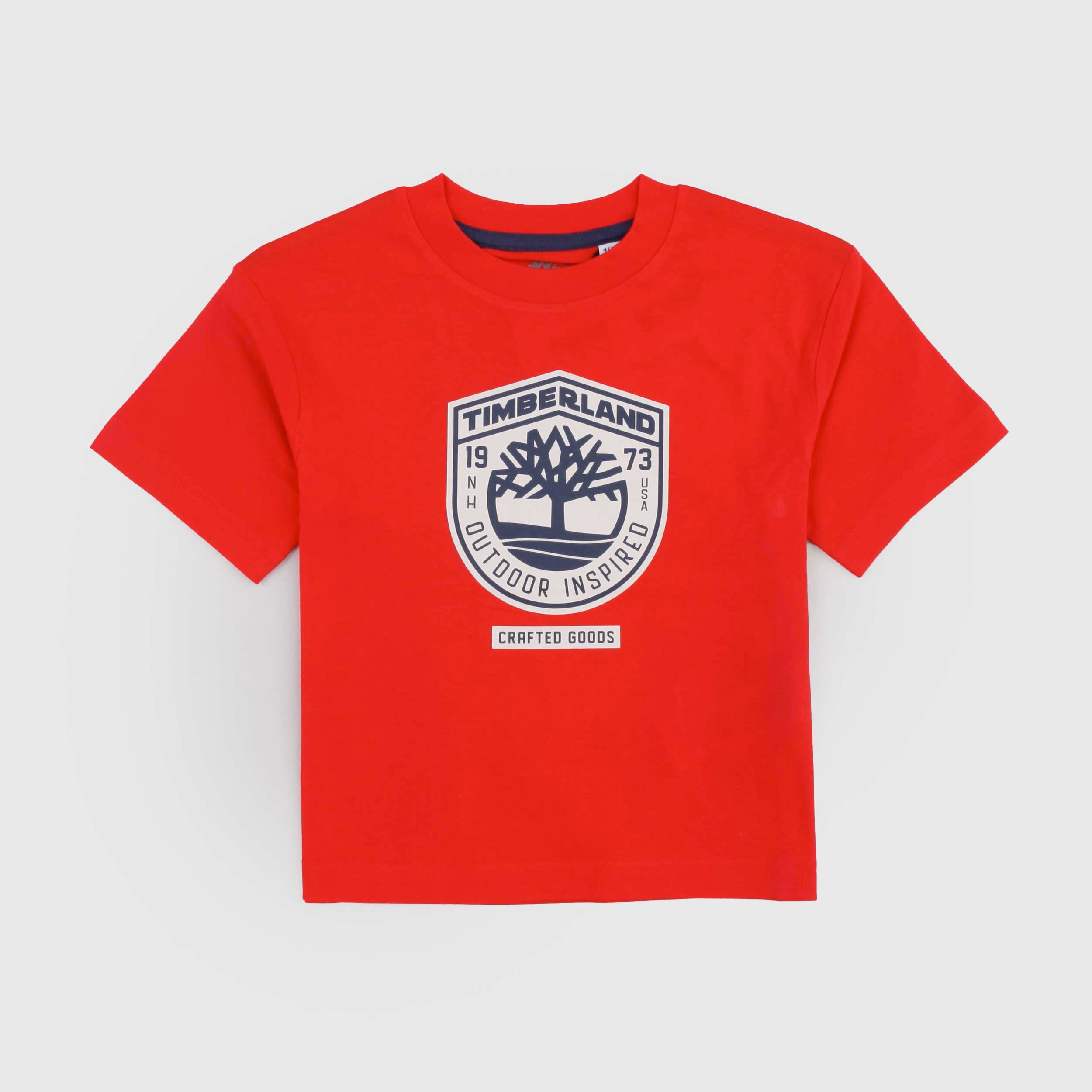 T-shirt Rossa con Stampa a Contrasto Firmata TIMBERLAND