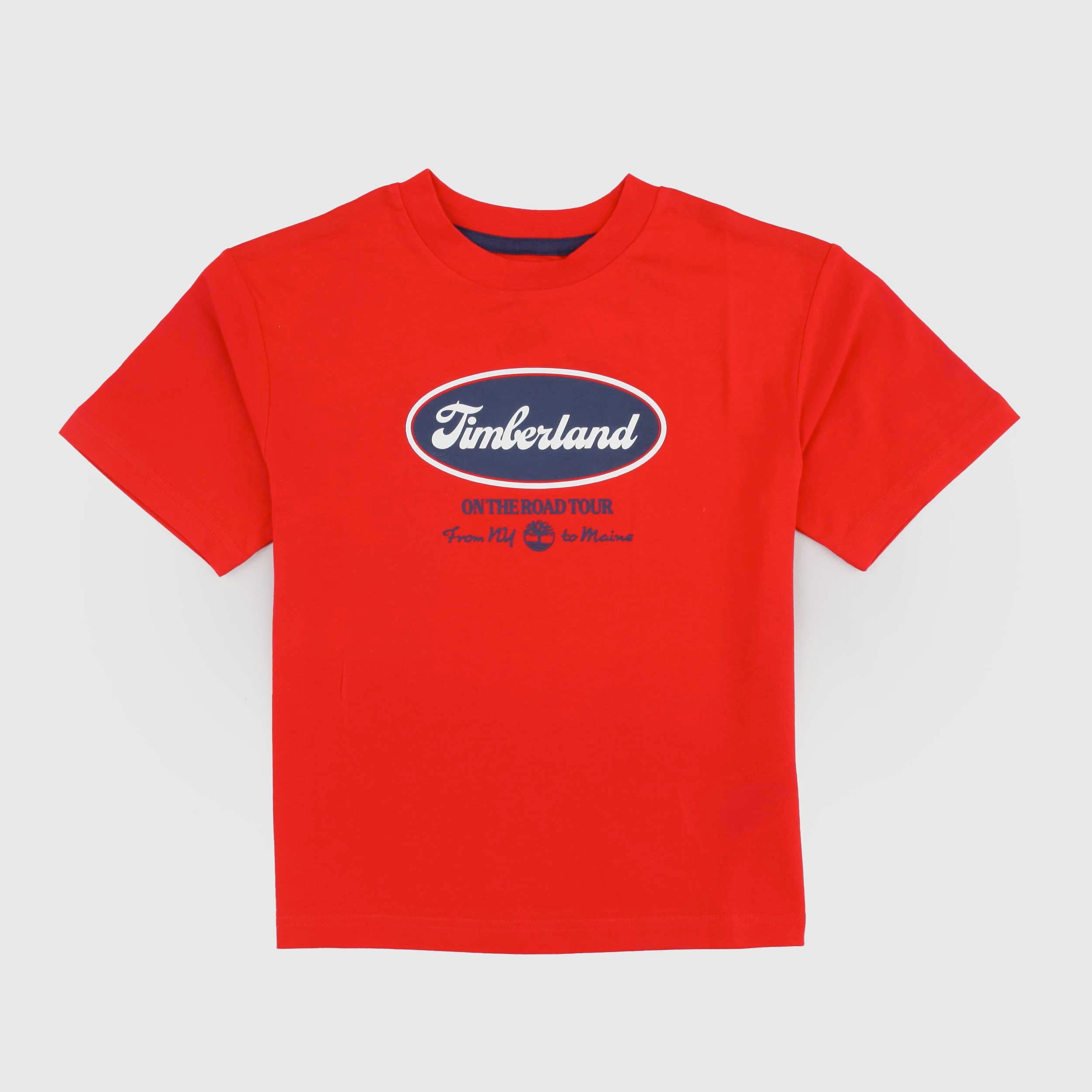 T-shirt Rossa con Stampa Blu Firmata TIMBERLAND