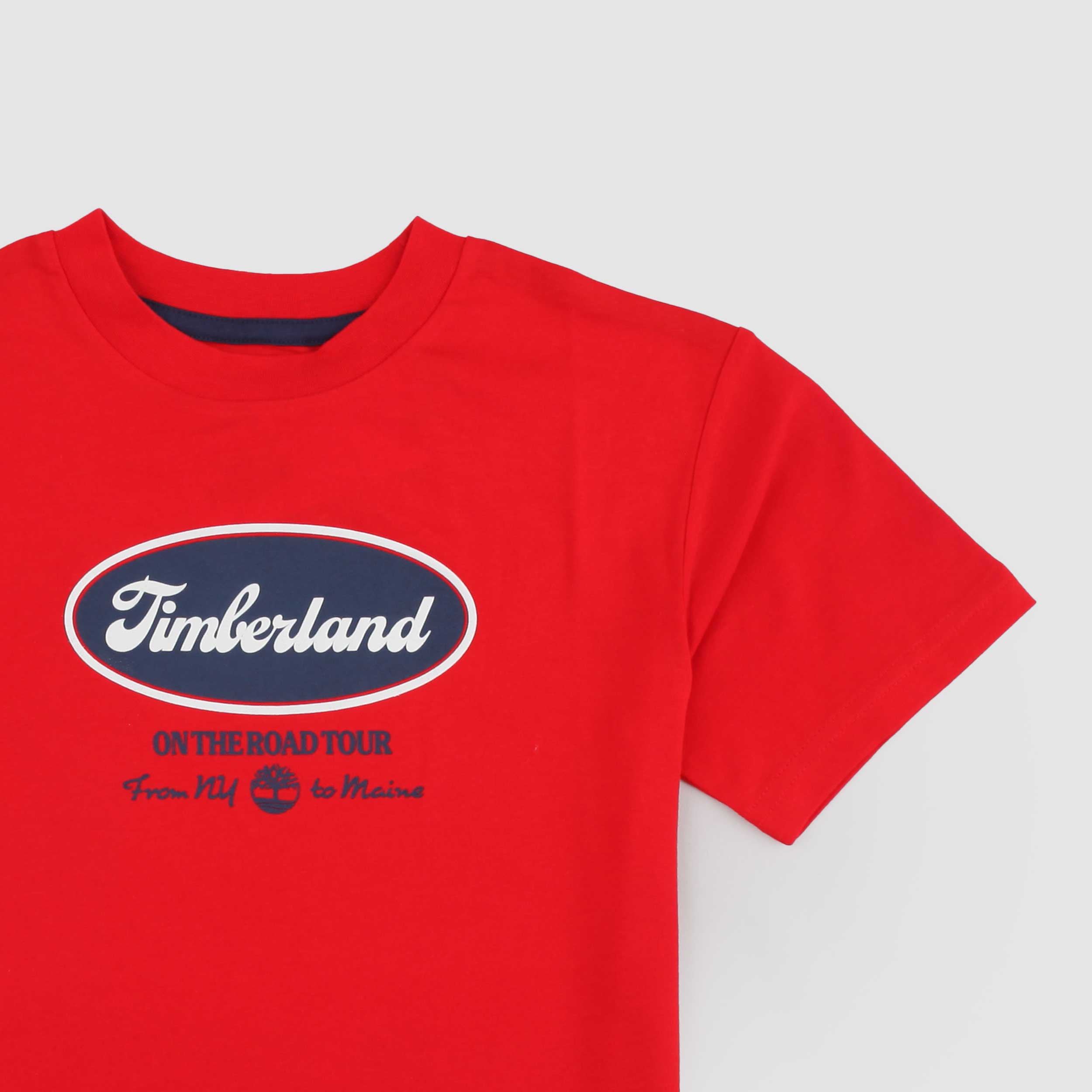 T-shirt Rossa con Stampa Blu Firmata TIMBERLAND