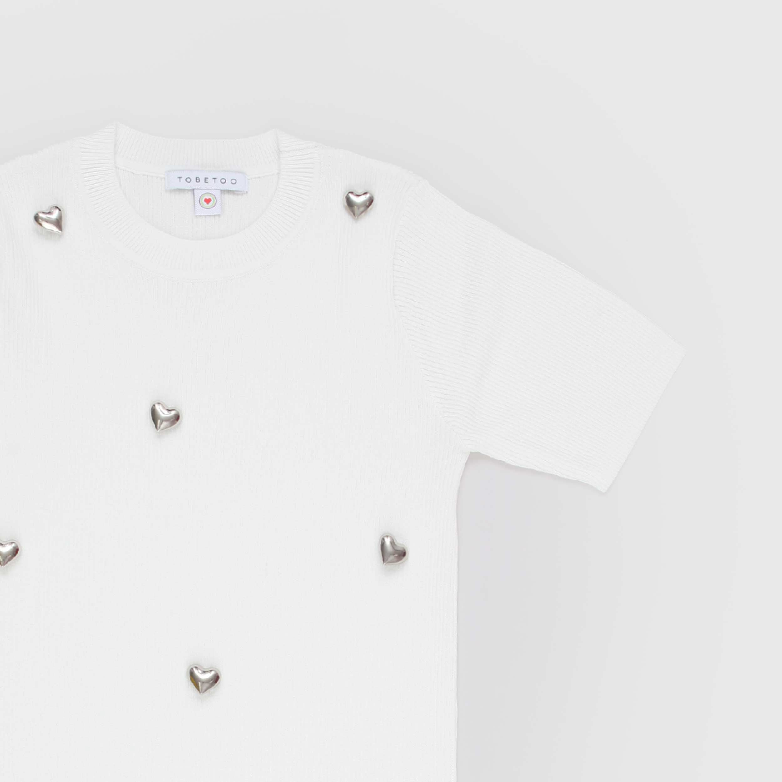 Abito Bianco con Piccoli Cuori Firmato TOBETOO