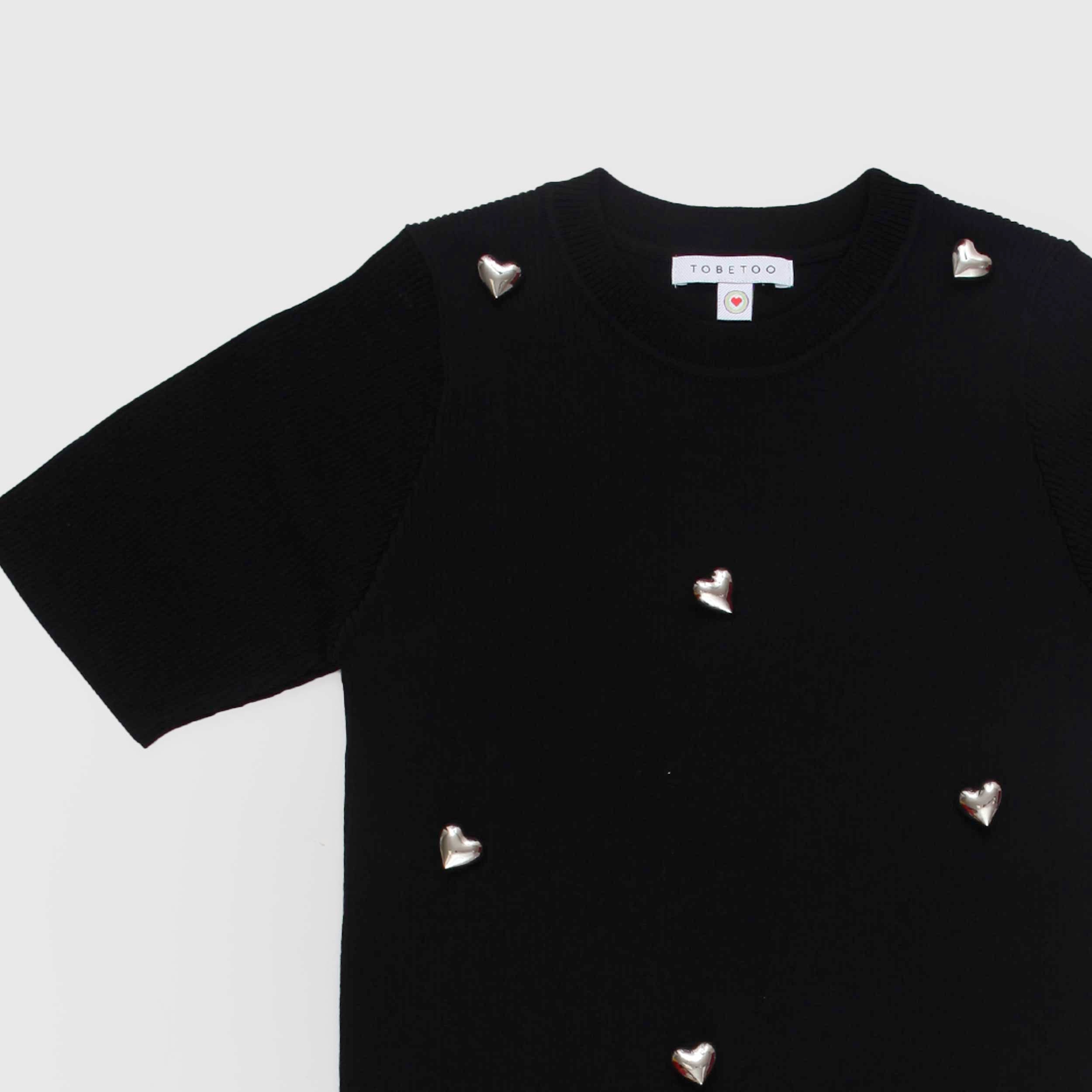 Abito Nero con Piccoli Cuori Firmato TOBETOO