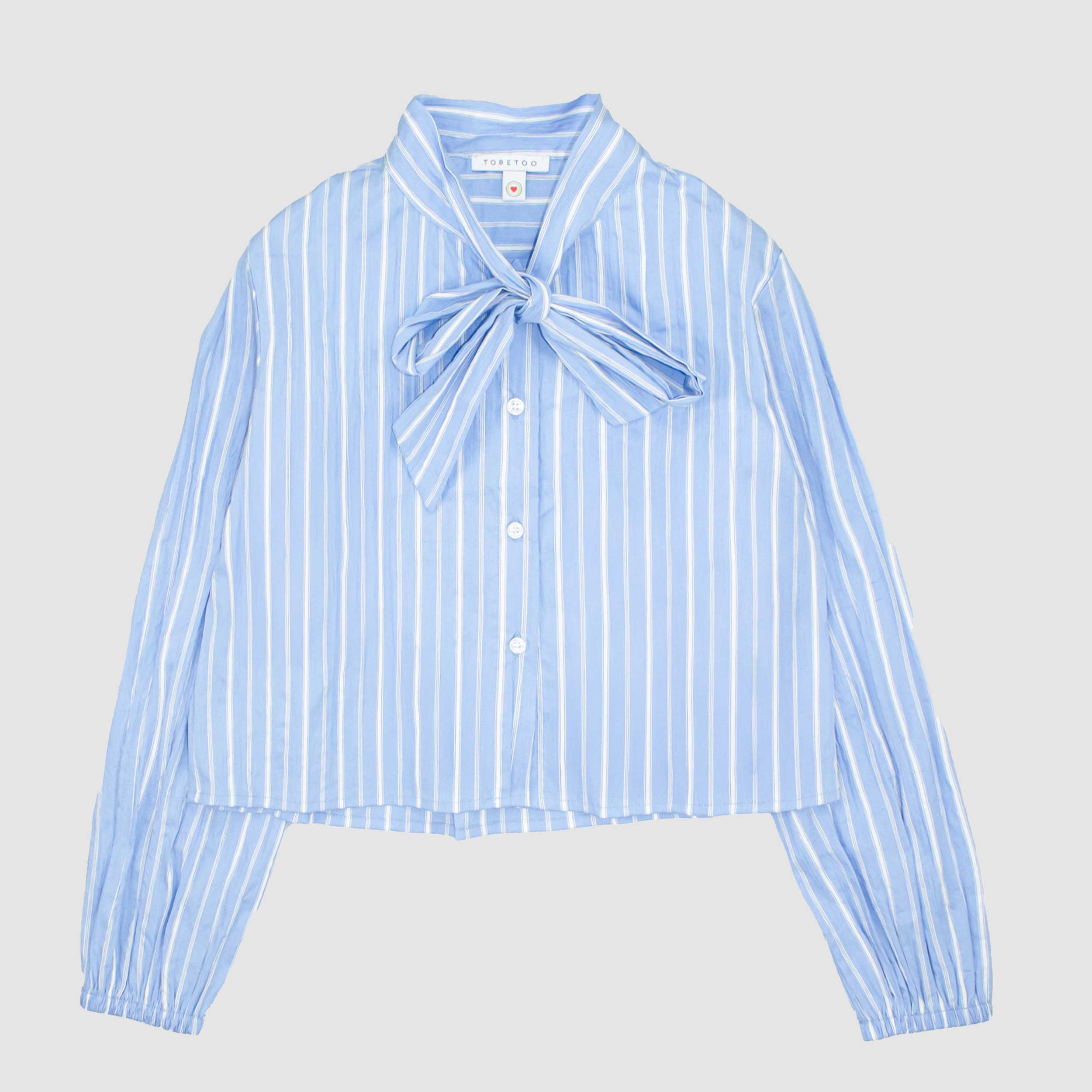 White and Light Blue Striped Shirt for Girl by TOBETOO