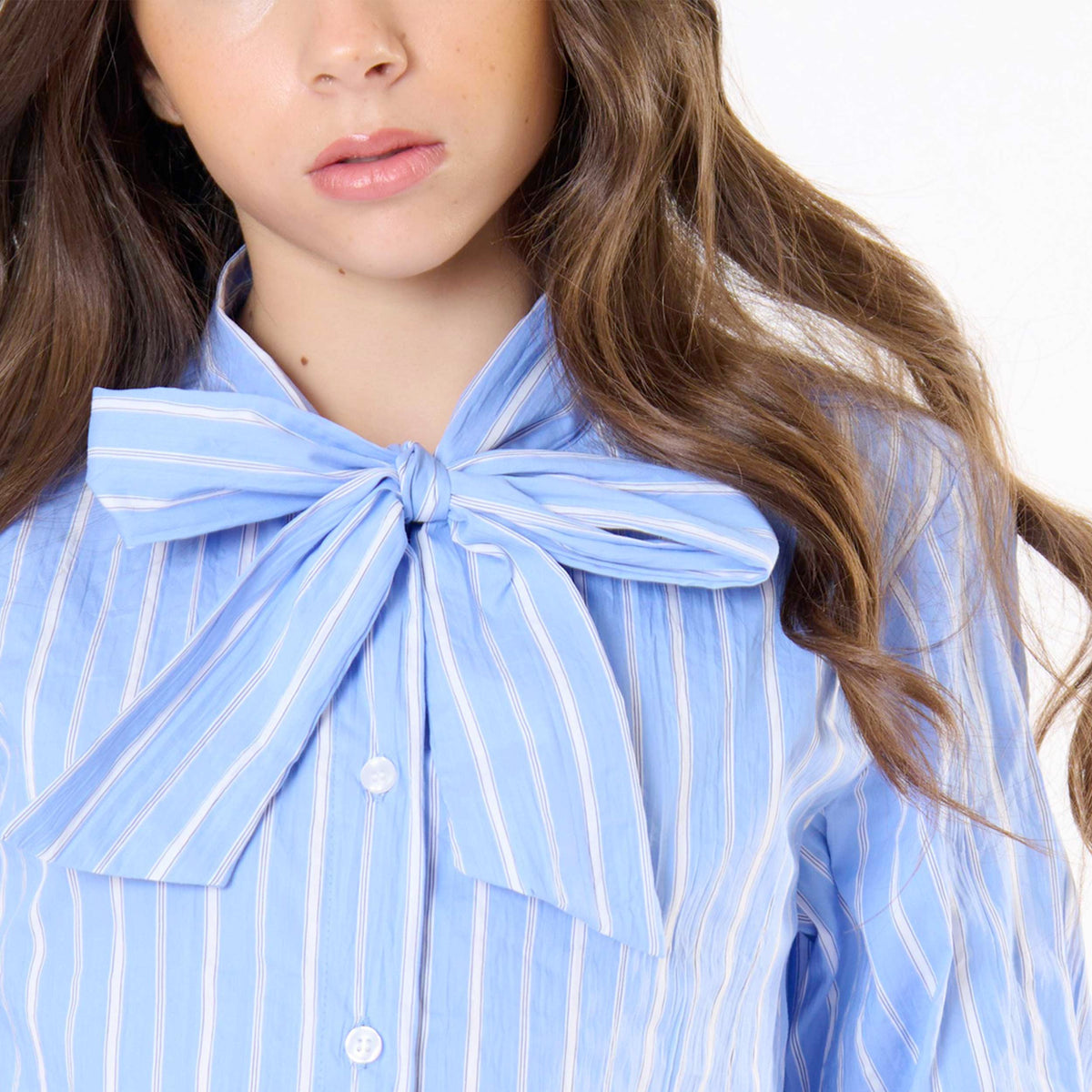 Camicia a Righe Bianco e Celeste per Ragazza by TOBETOO