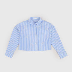 TOBETOO White and Light Blue Striped Shirt