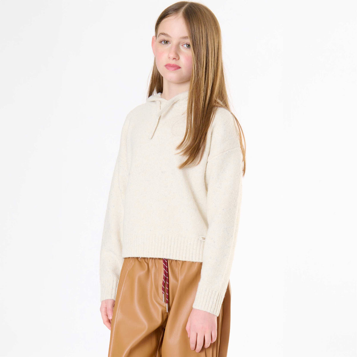 Felpa in Maglia Panna con Cappuccio per Ragazza TOBETOO