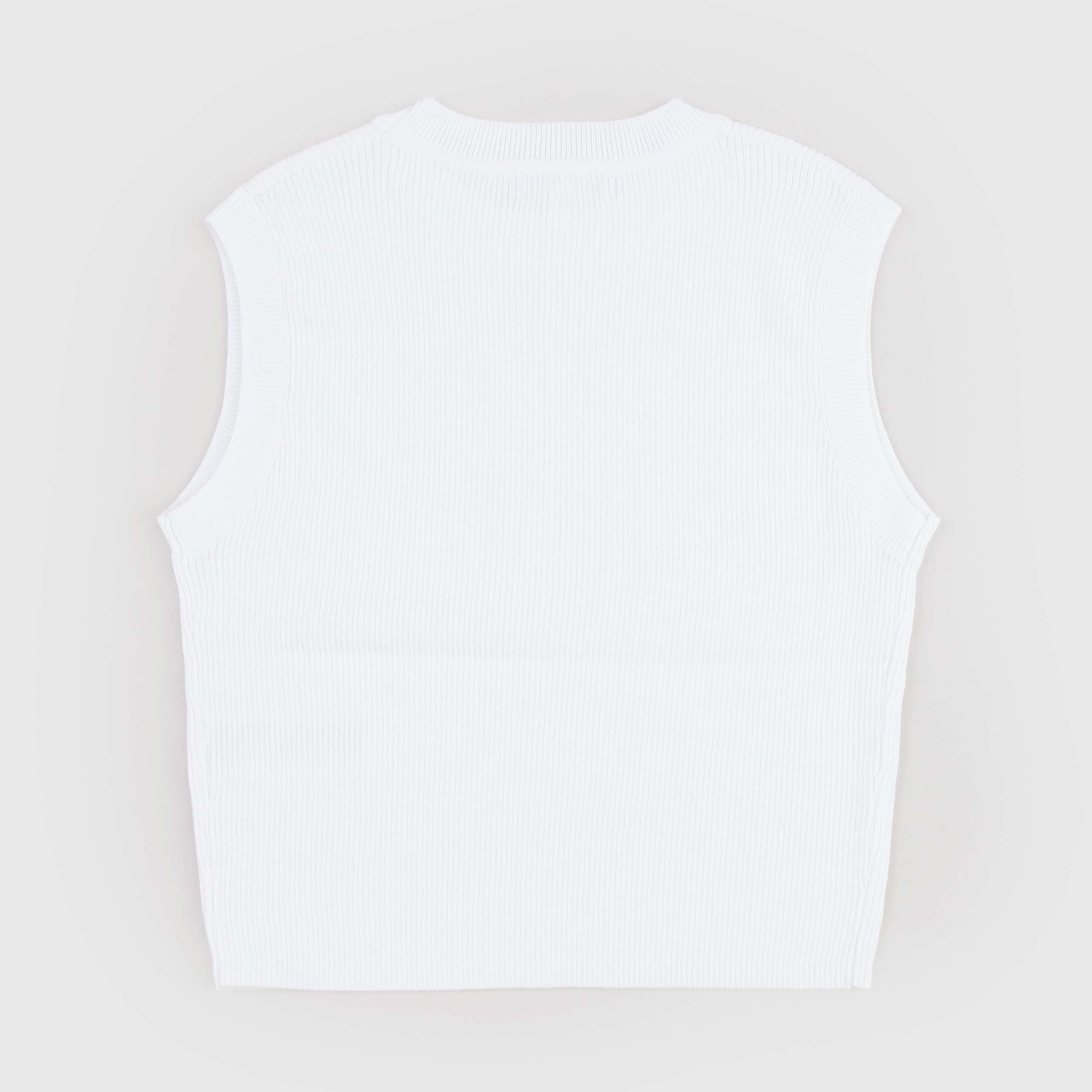 Gilet Bianco Smanicato con Orli a Coste Firmato TOBETOO