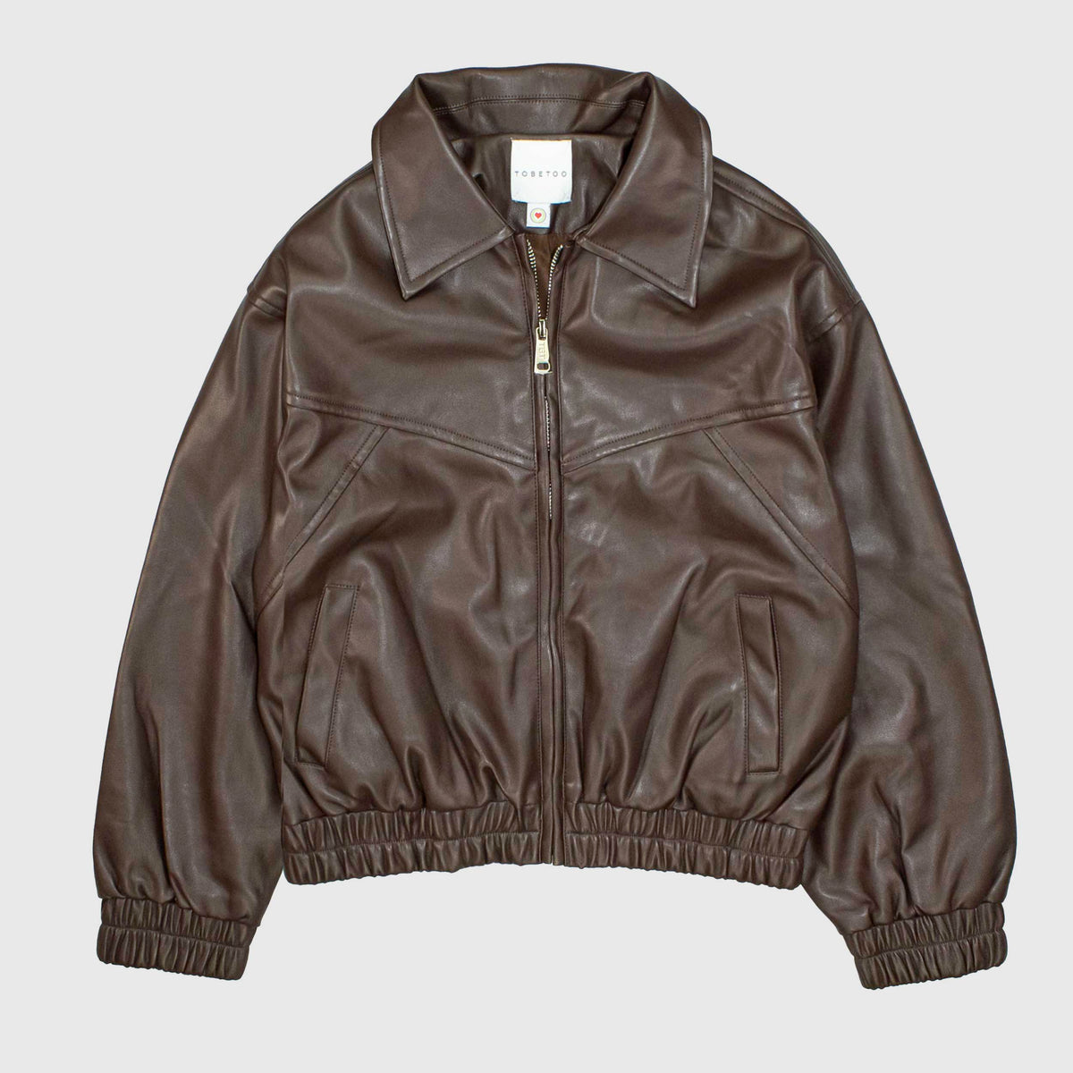 Brown Synthetic Leather Jacket for Girl by TOBETOO