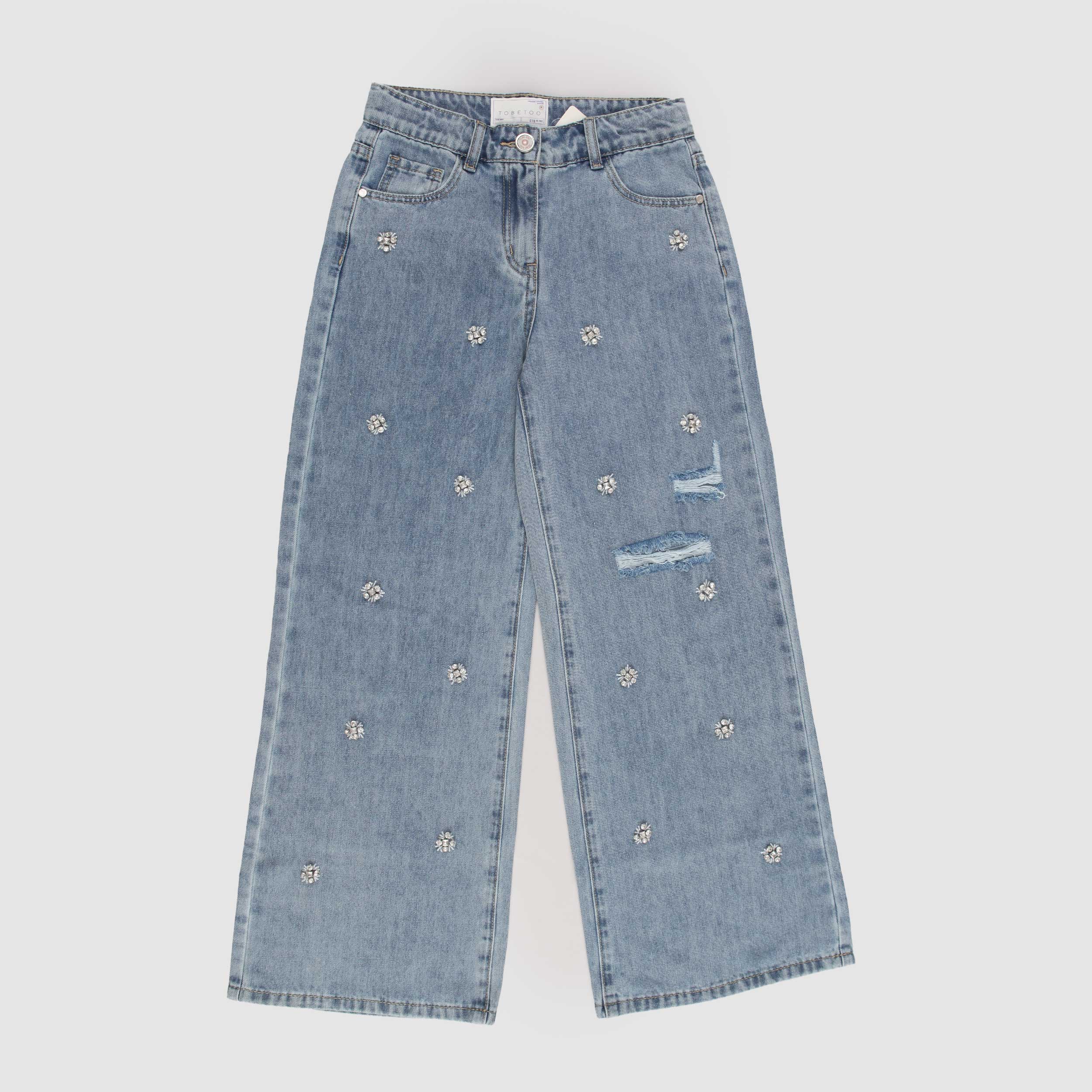 Jeans in Denim con Punti Luce Firmato TOBETOO