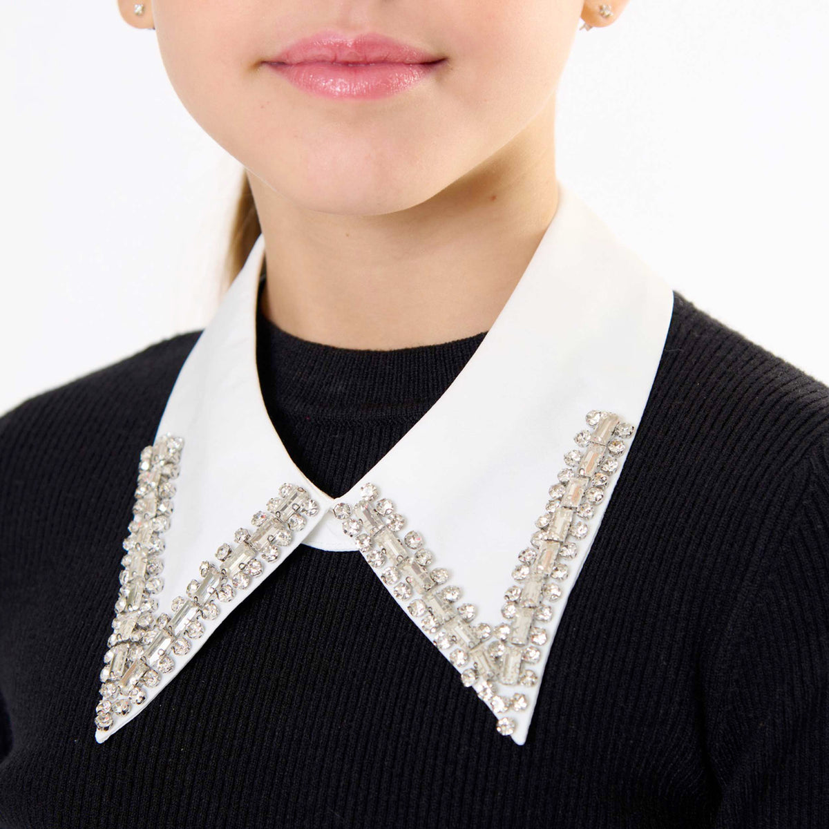 Pullover Nero con Colletto Gioiello per Ragazza TOBETOO