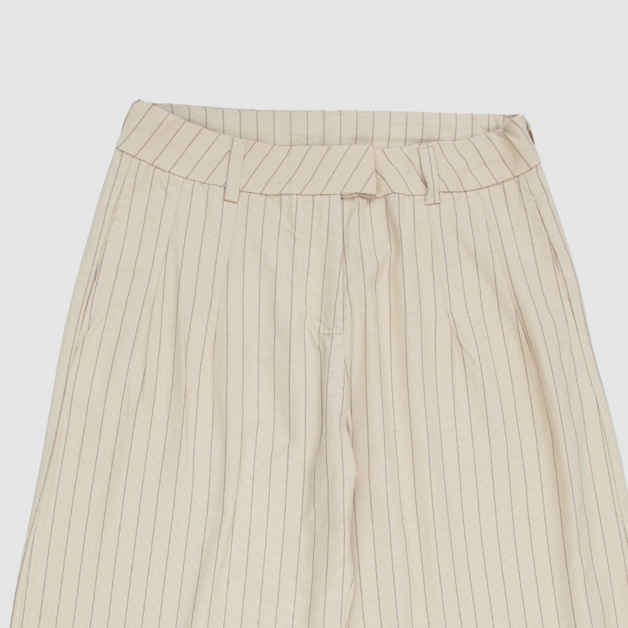 Beige Striped Trousers by TOBETOO