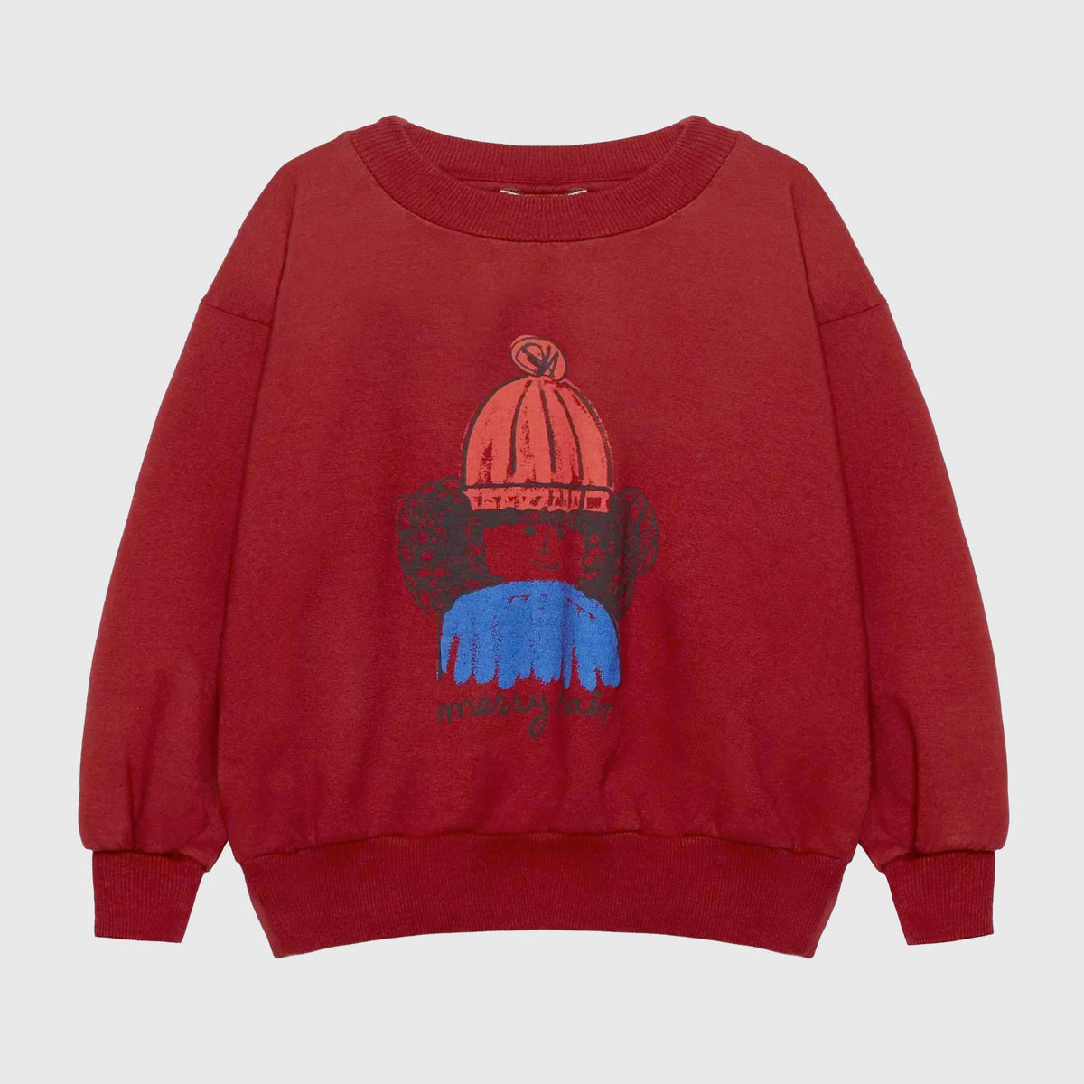 Felpa Rossa con Stampa Messy Hair per Bambini WEEKEND HOUSE KIDS