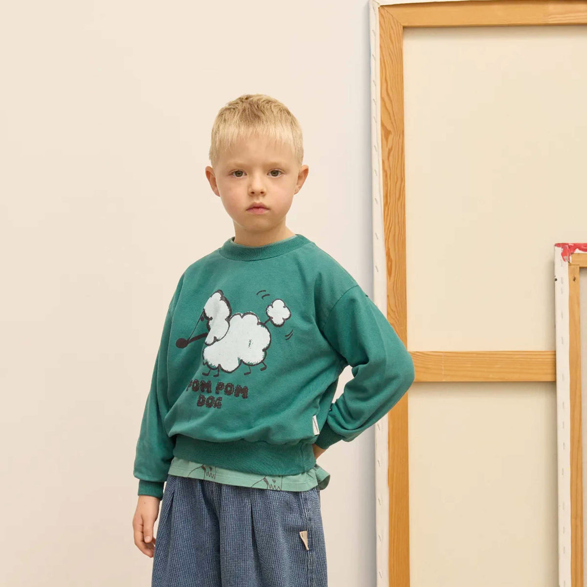 Felpa Verde Acqua Pom Pom Dog per Bambini WEEKEND HOUSE KIDS