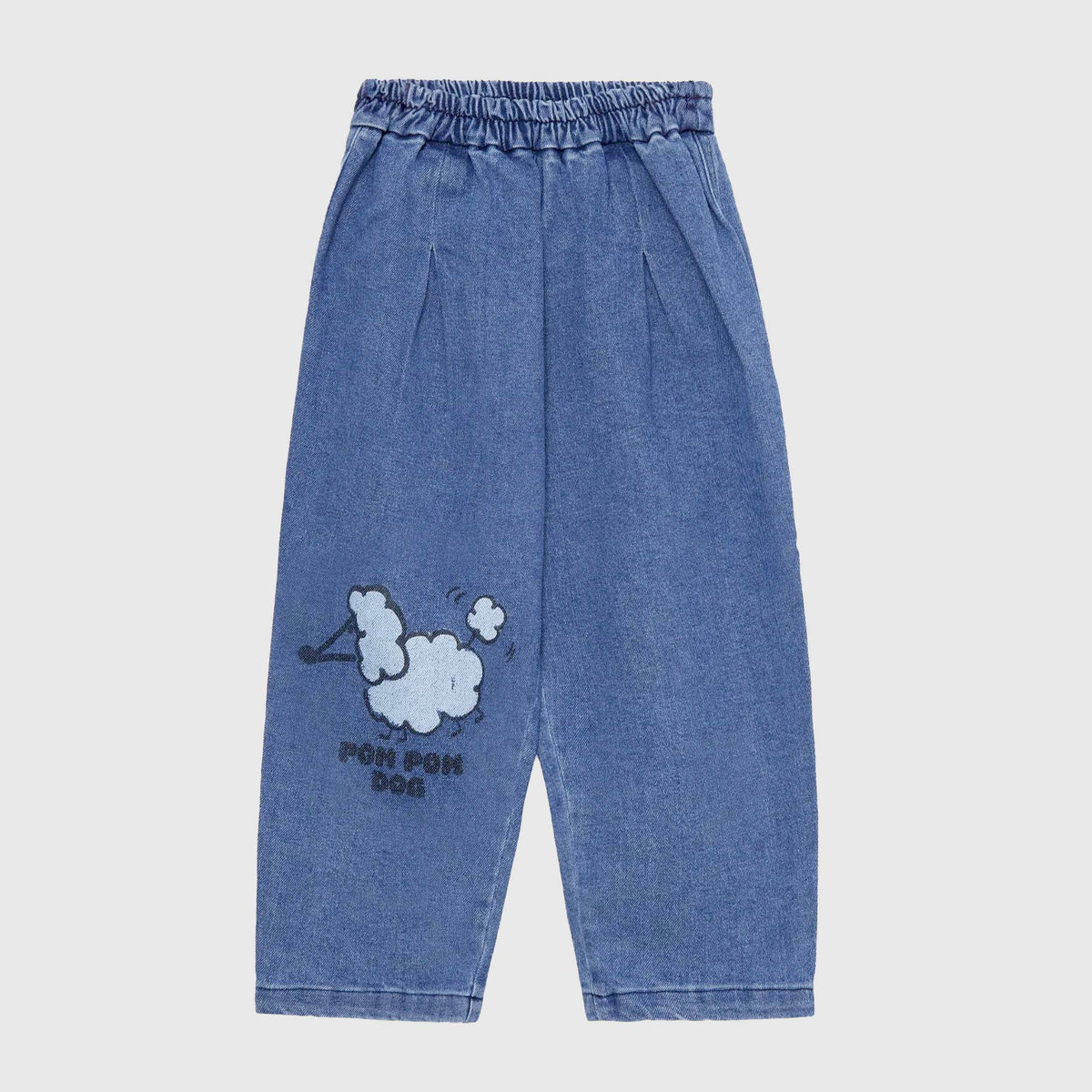 Pantaloni Pom Pom in Denim Azzurro Slavato per Bambini WEEKEND HOUSE KIDS