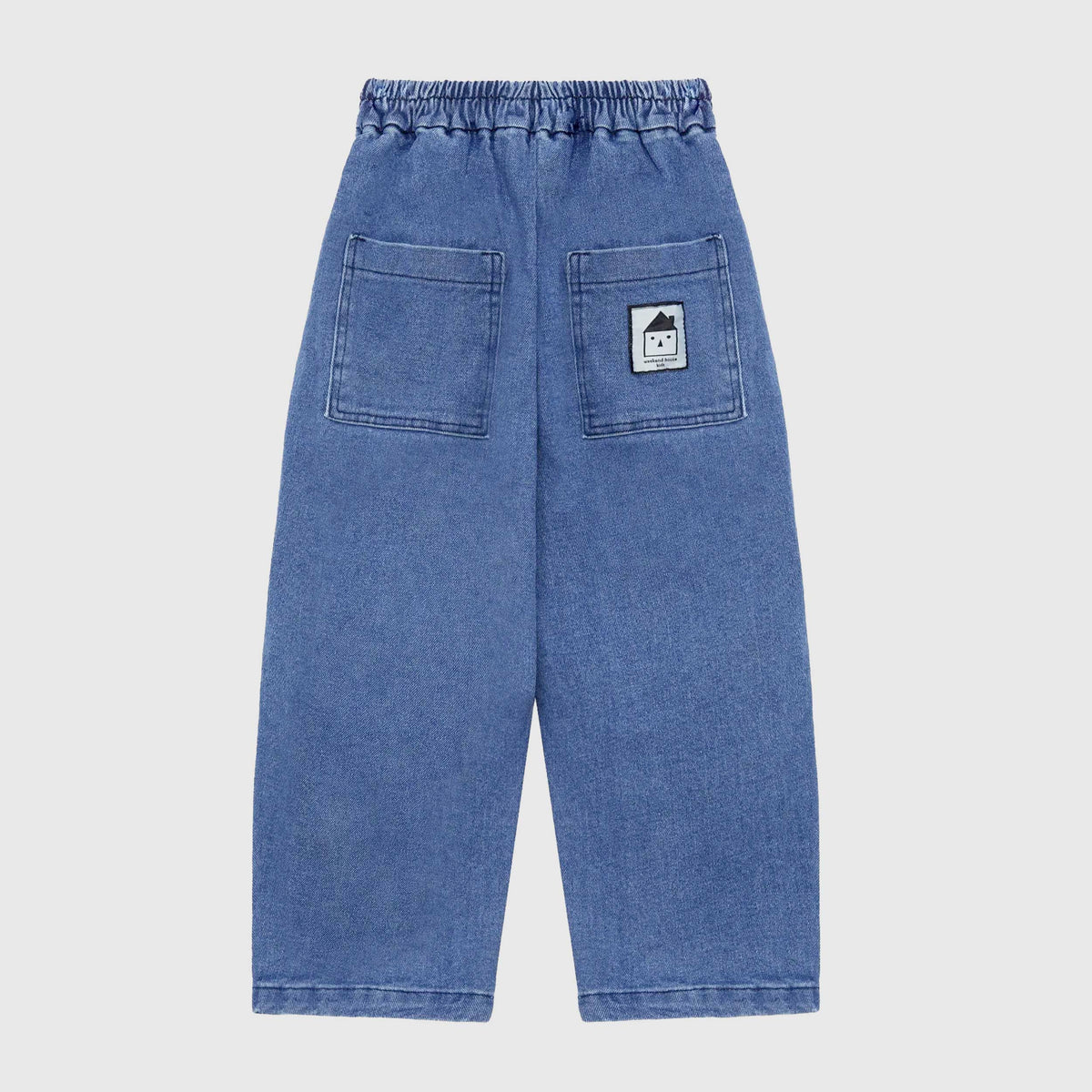 Pantaloni Pom Pom in Denim Azzurro Slavato per Bambini WEEKEND HOUSE KIDS