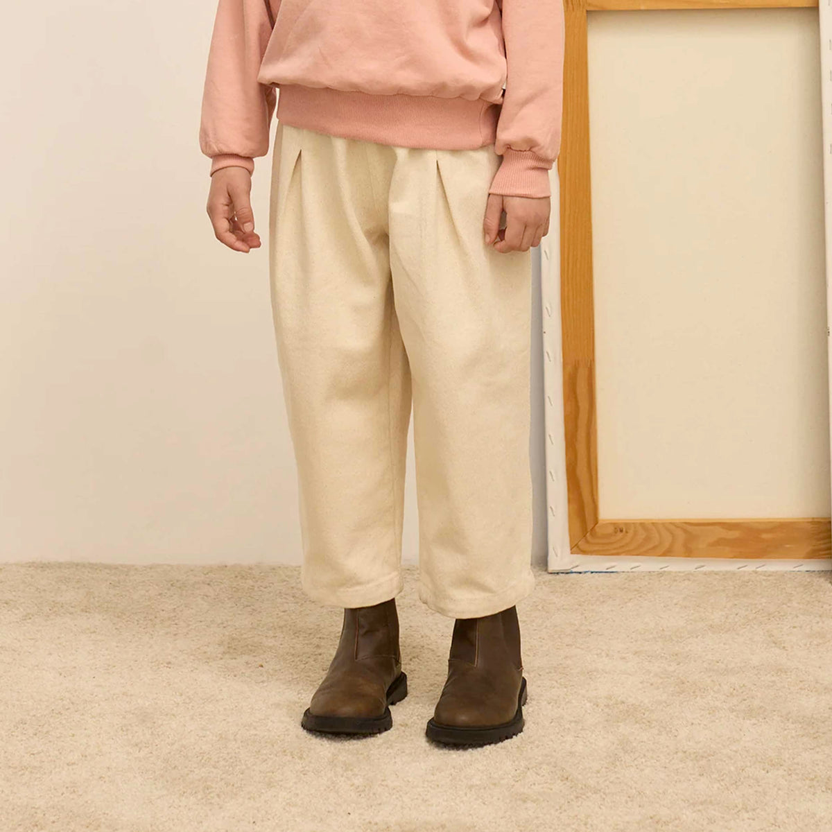 Pantaloni Ecru in Canvas con Stampa sul Retro per Bambini WEEKEND HOUSE KIDS