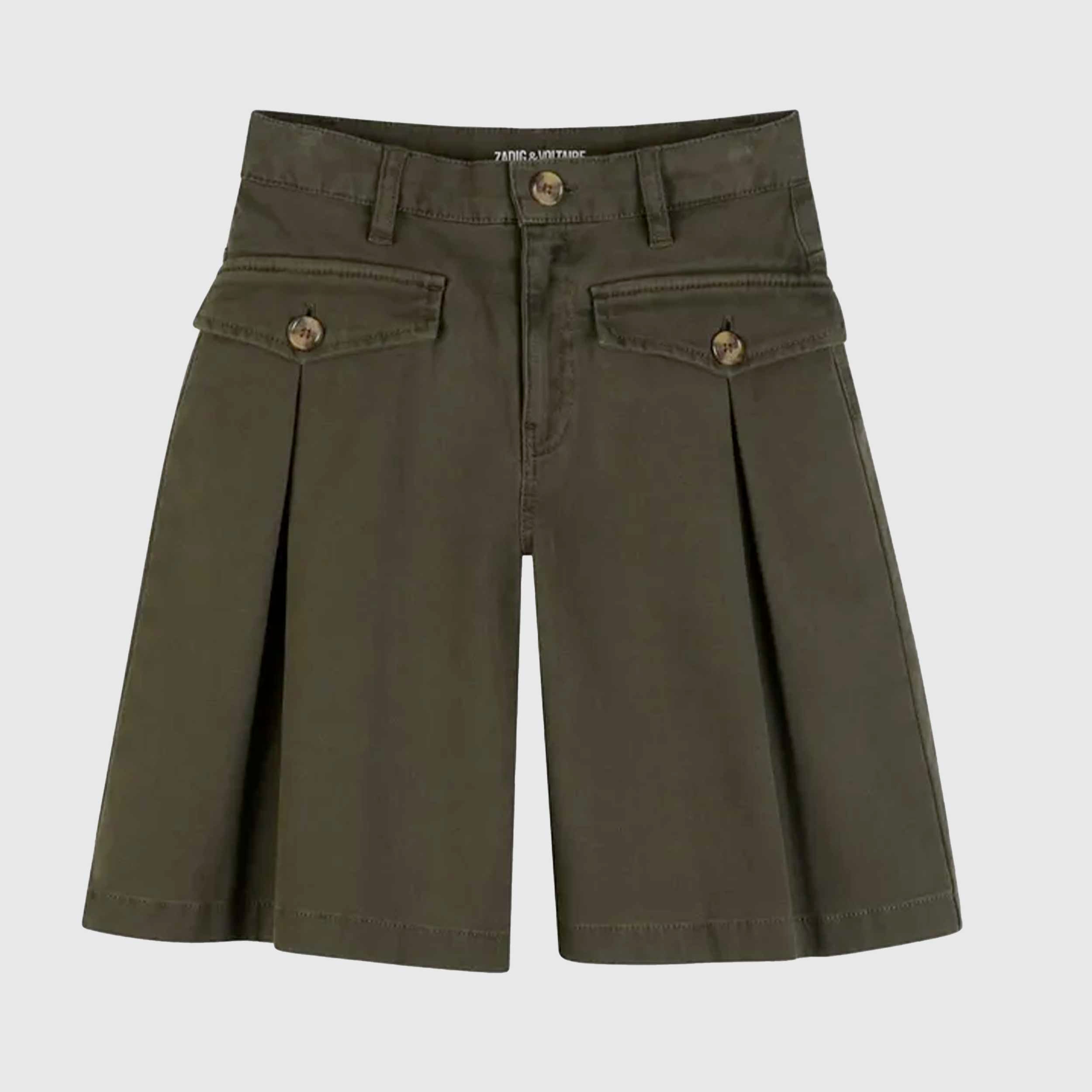 BERMUDA Verde con Ricamo Arancione Firmato ZADIG AND VOLTAIRE