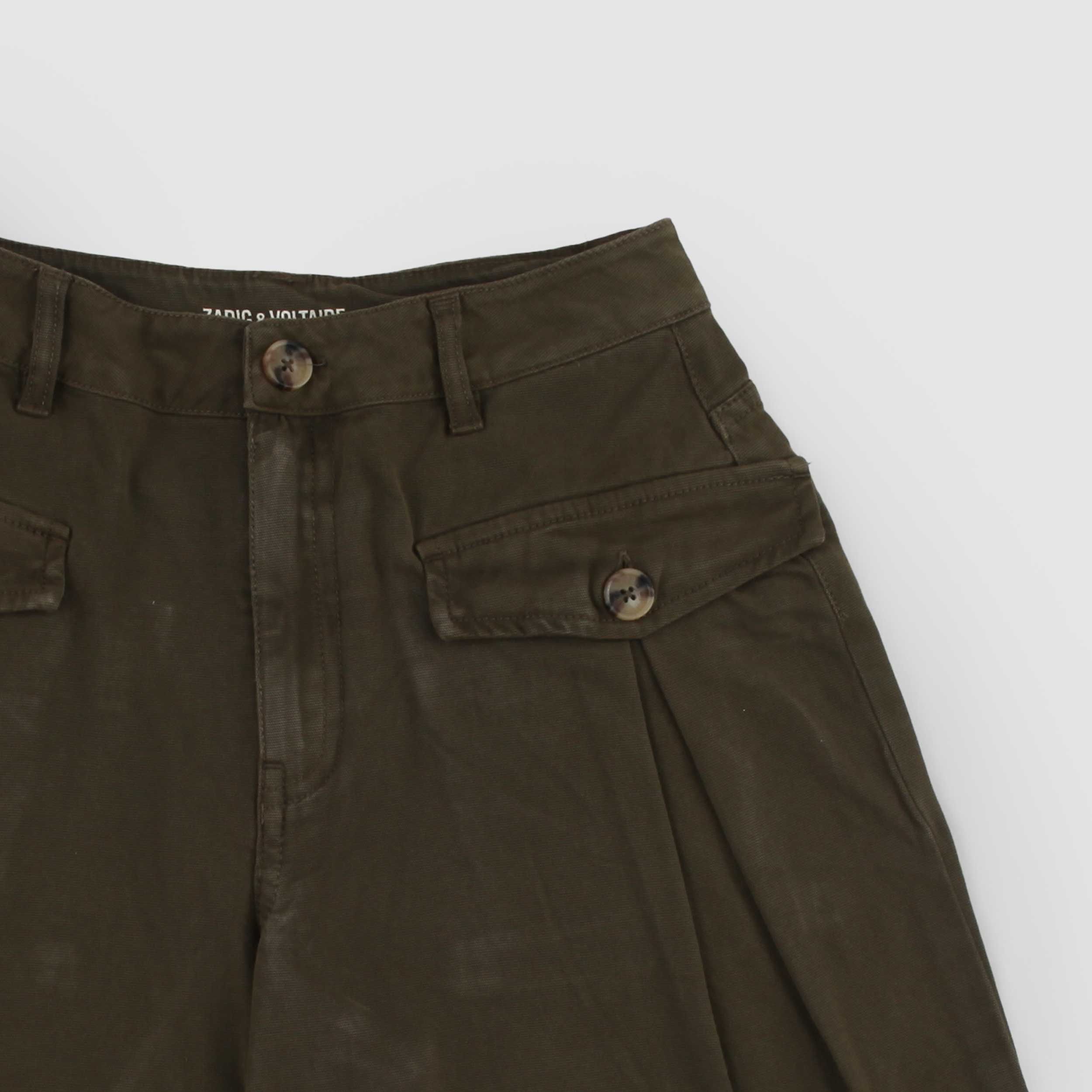 Green BERMUDA Shorts with Orange Embroidery by ZADIG AND VOLTAIRE