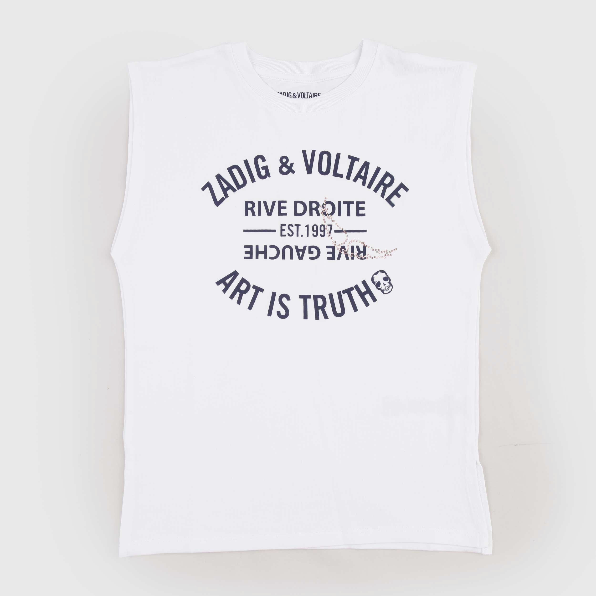 White Sleeveless Top with Rhinestones by ZADIG AND VOLTAIRE