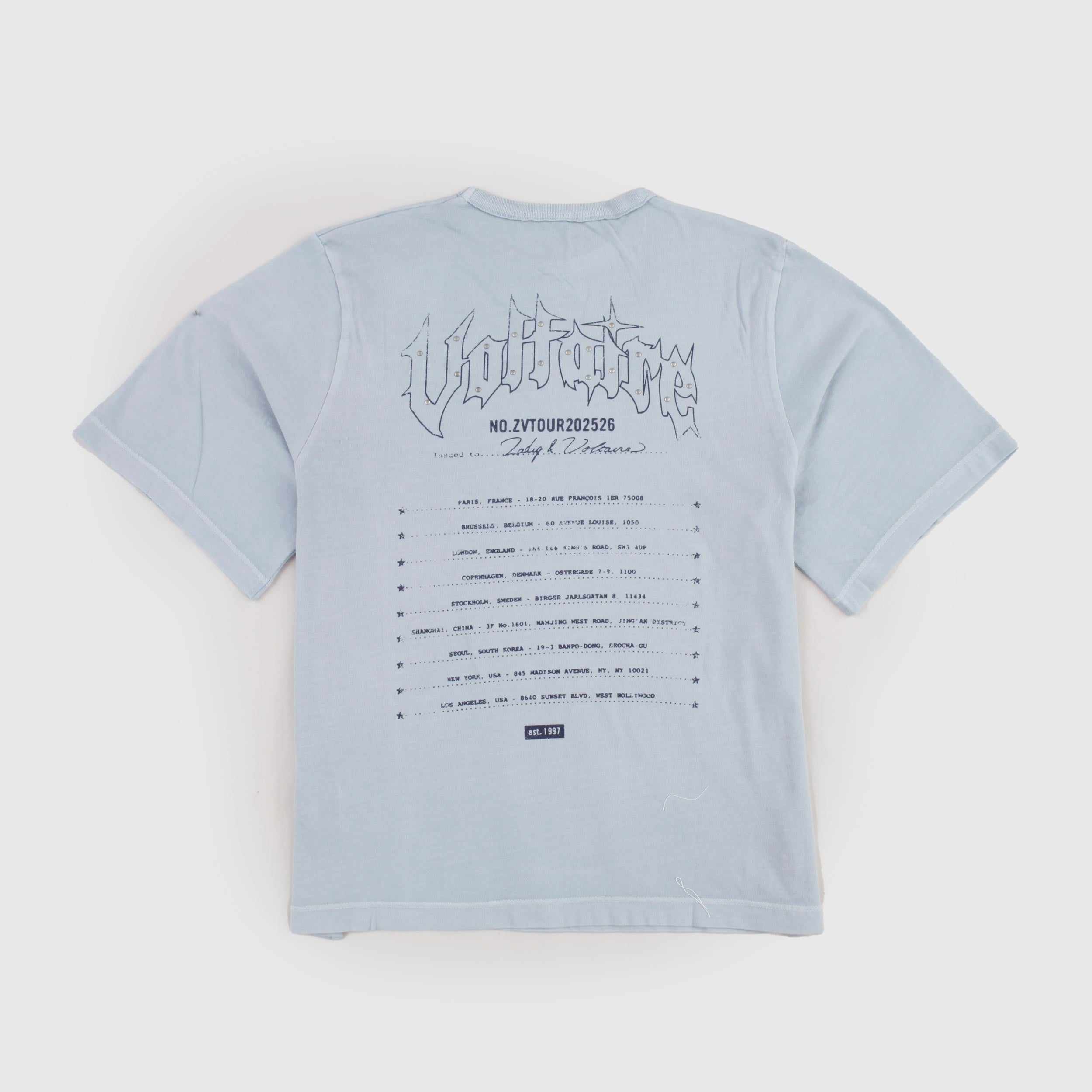 Sky Blue T-shirt with Blue ZADIG AND VOLTAIRE Signature Print