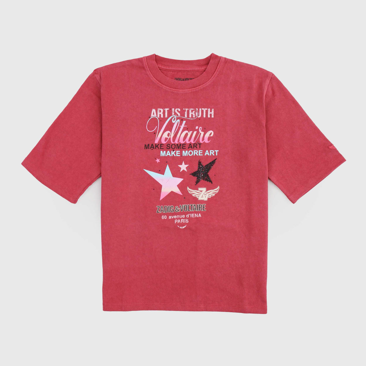 Red T-shirt with Front Print for Girl ZADIG AND VOLTAIRE