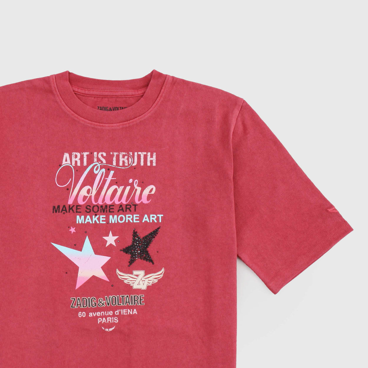 Red T-shirt with Front Print for Girl ZADIG AND VOLTAIRE