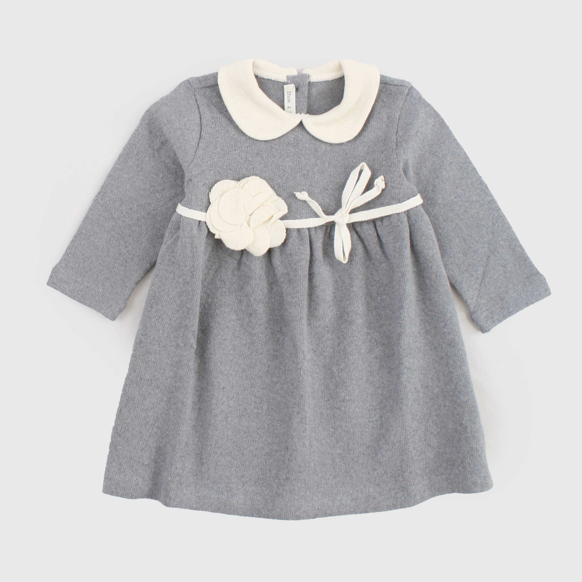 Abito Grigio con Collo Tondo in Beige per Bambina ZHOE AND TOBIAH