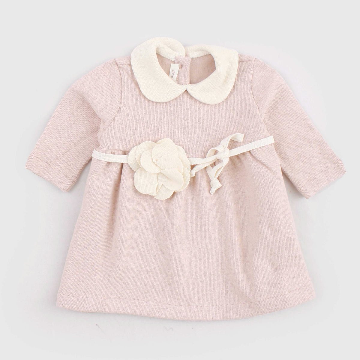 Abito Rosa con Collo Tondo in Panna per Neonata ZHOE AND TOBIAH